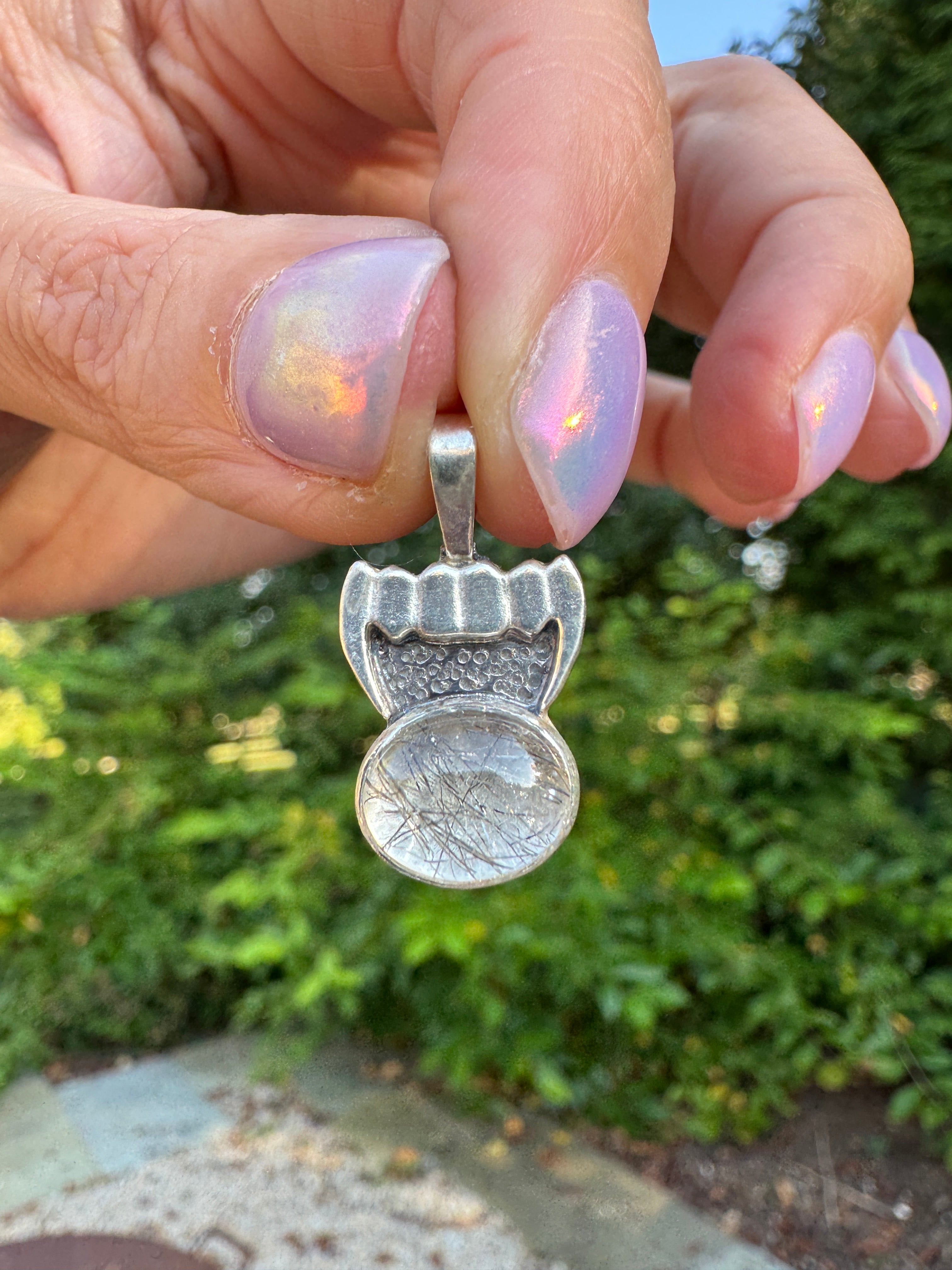Fang Pendant with Black Quartz Rutile