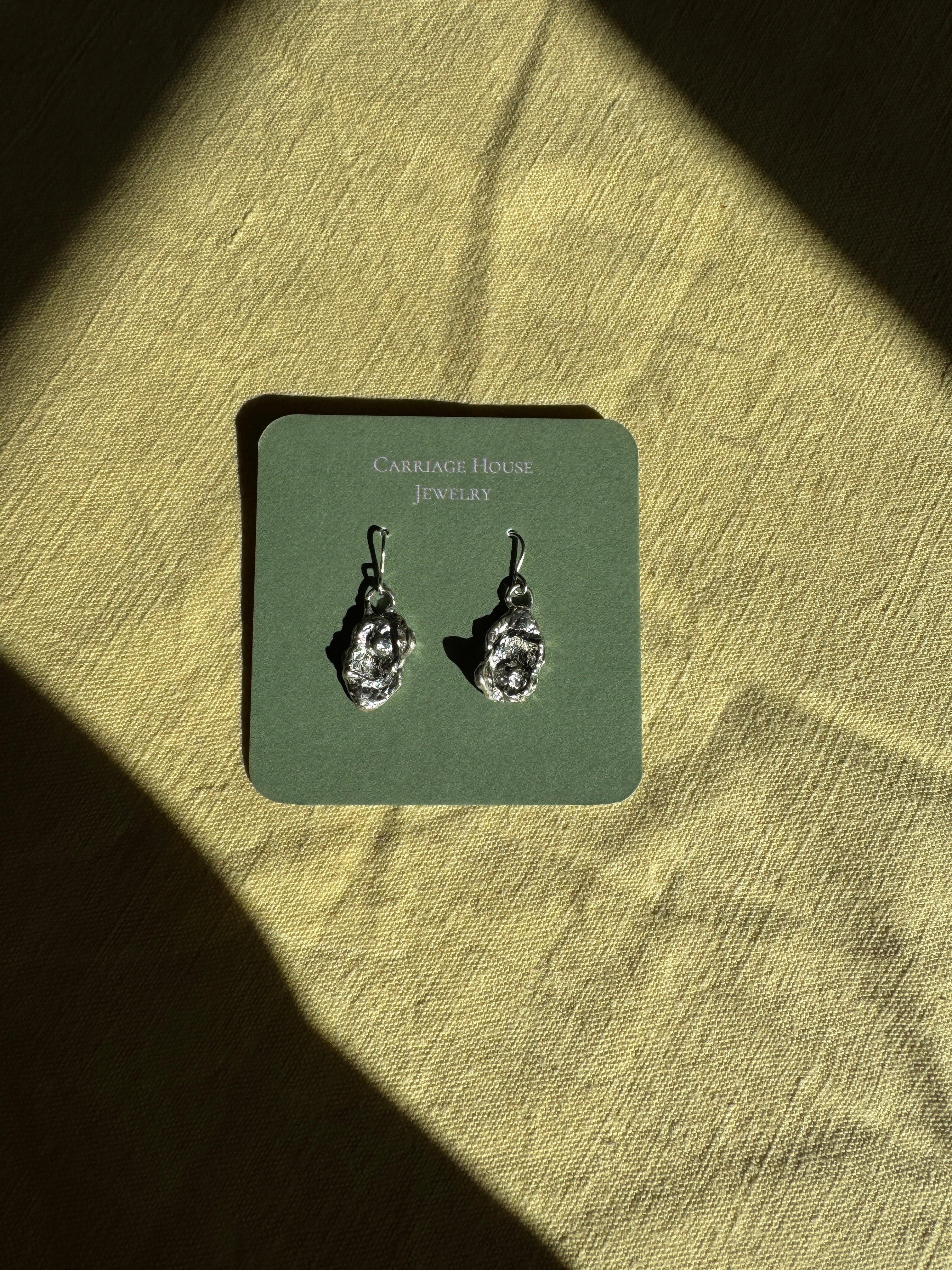 Sterling Silver Water Cast Drop Earrings