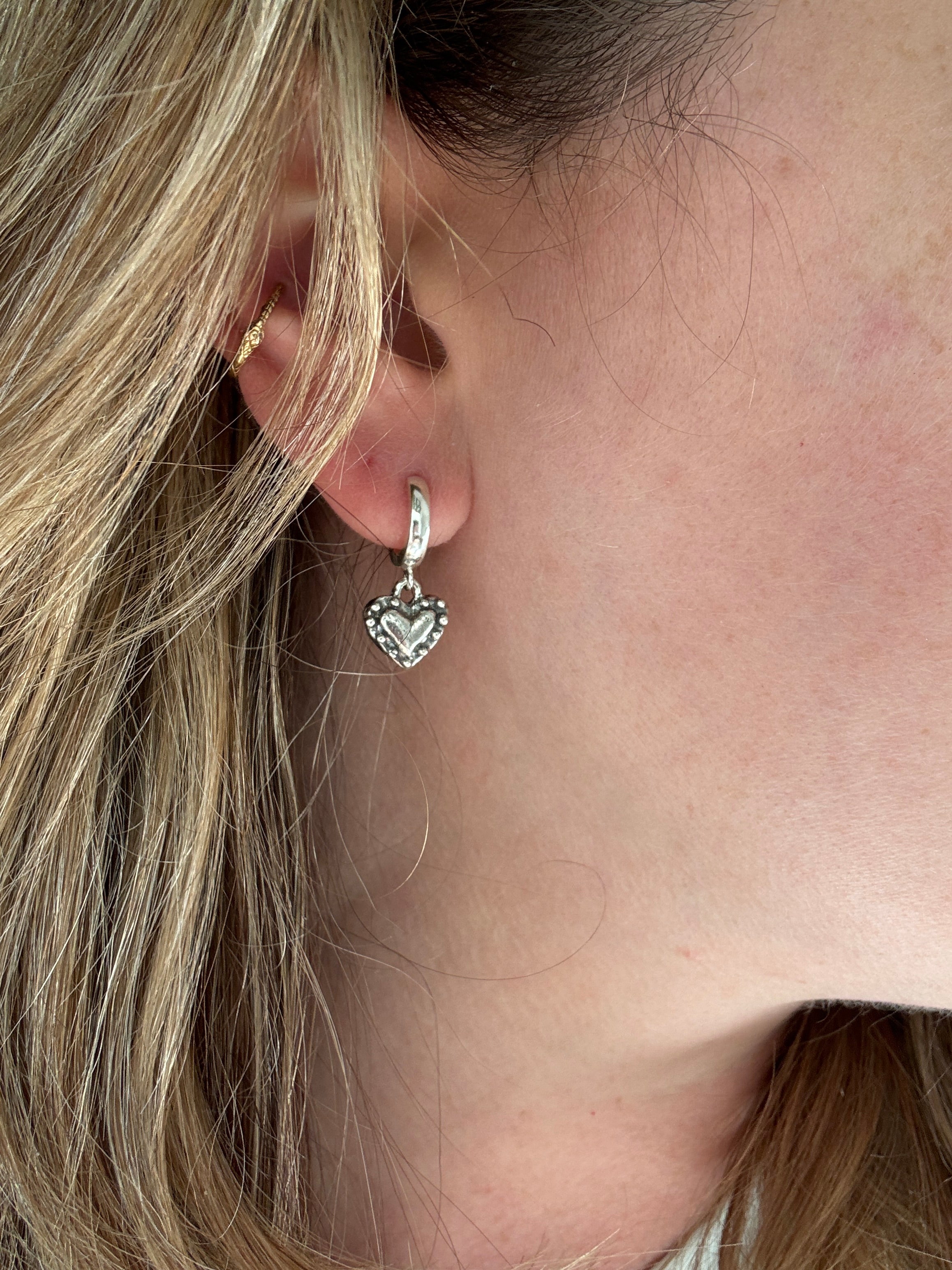 Small Sterling Silver Heart Hoops