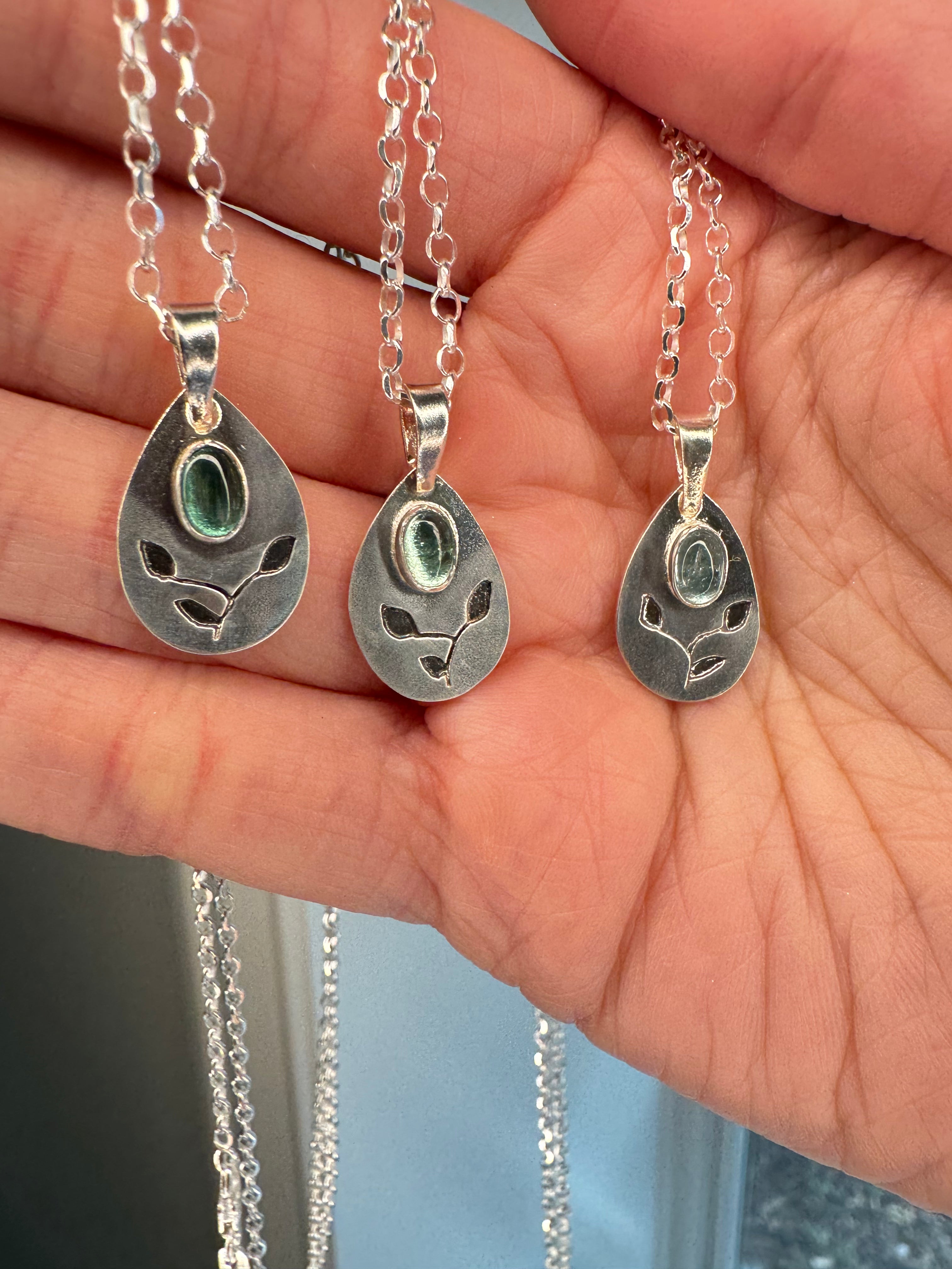 Tourmaline & Vine Pendant