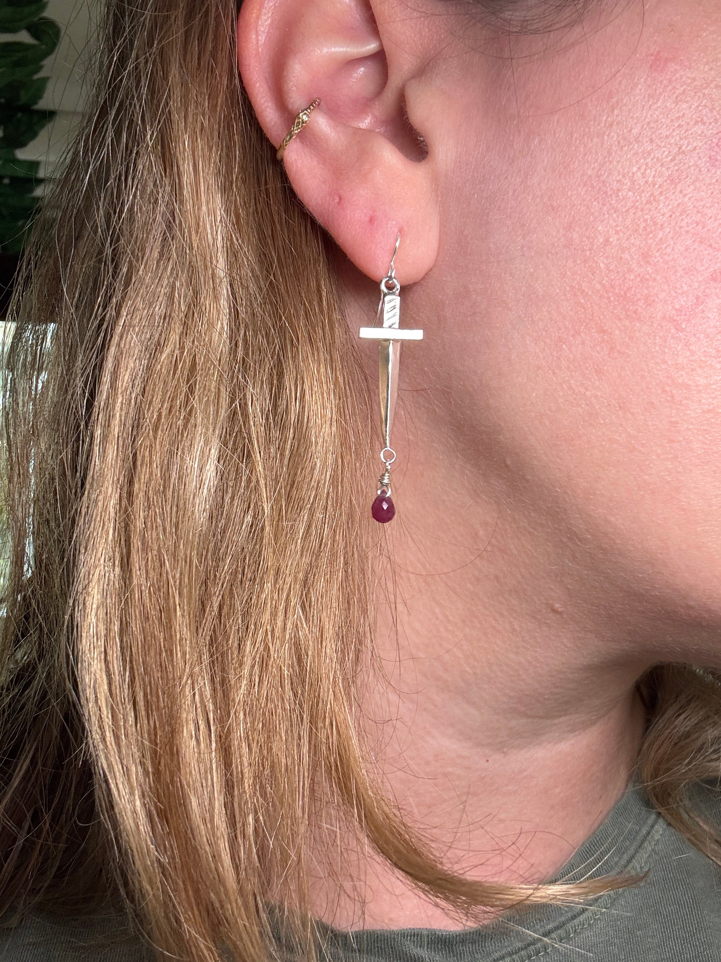 Sword Earrings with Beads