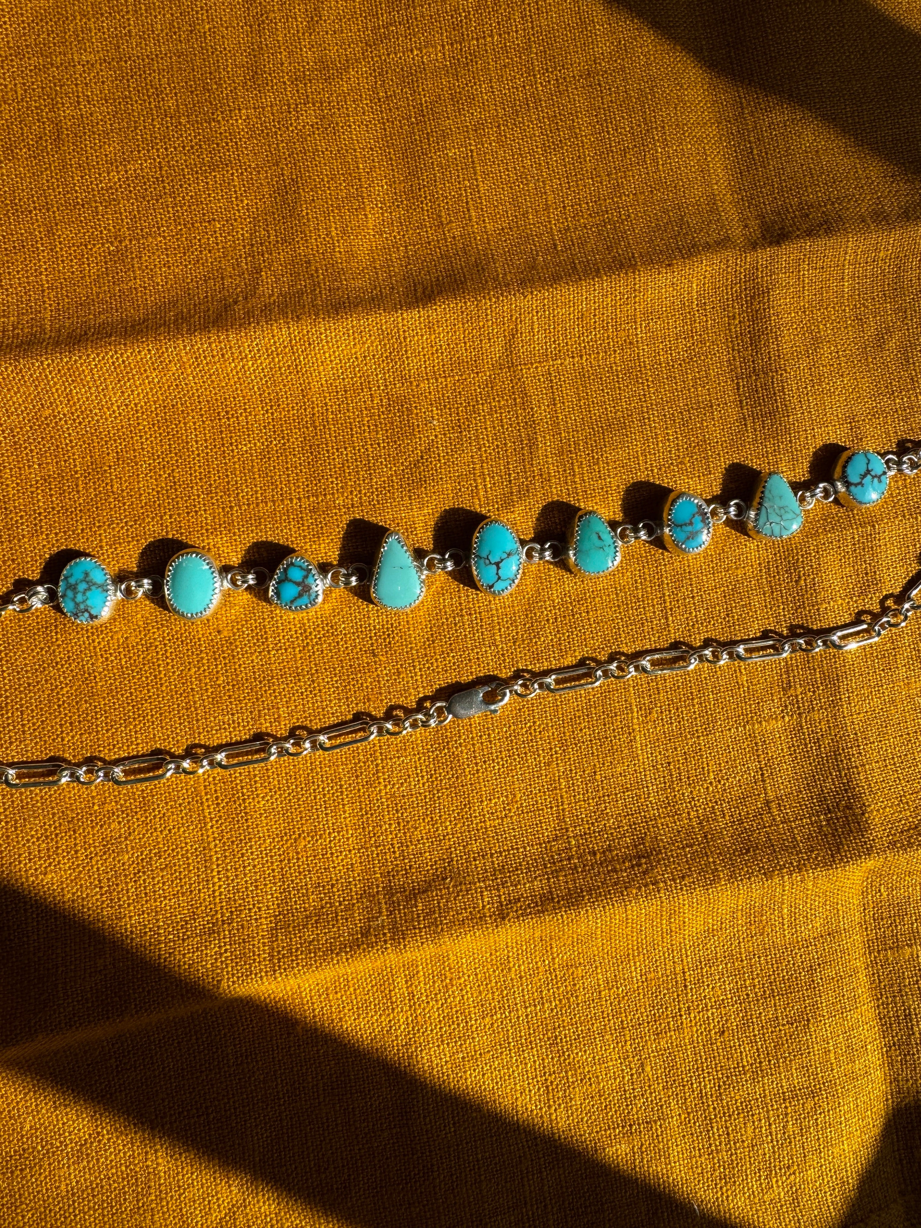 Egyptian Turquoise Choker in Sterling Silver | Multi-Stone Statement Necklace — One of a Kind