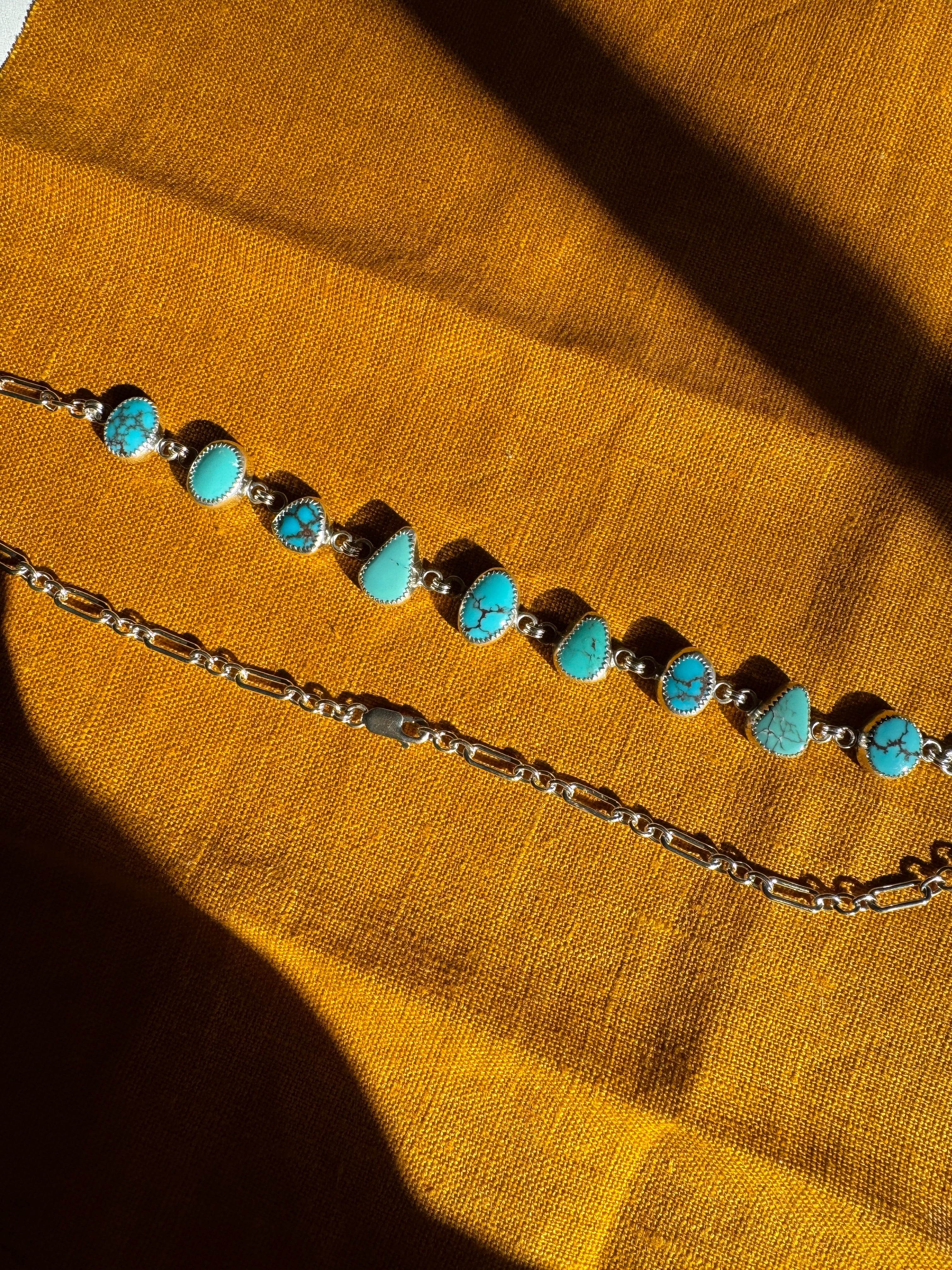 Egyptian Turquoise Choker in Sterling Silver | Multi-Stone Statement Necklace — One of a Kind