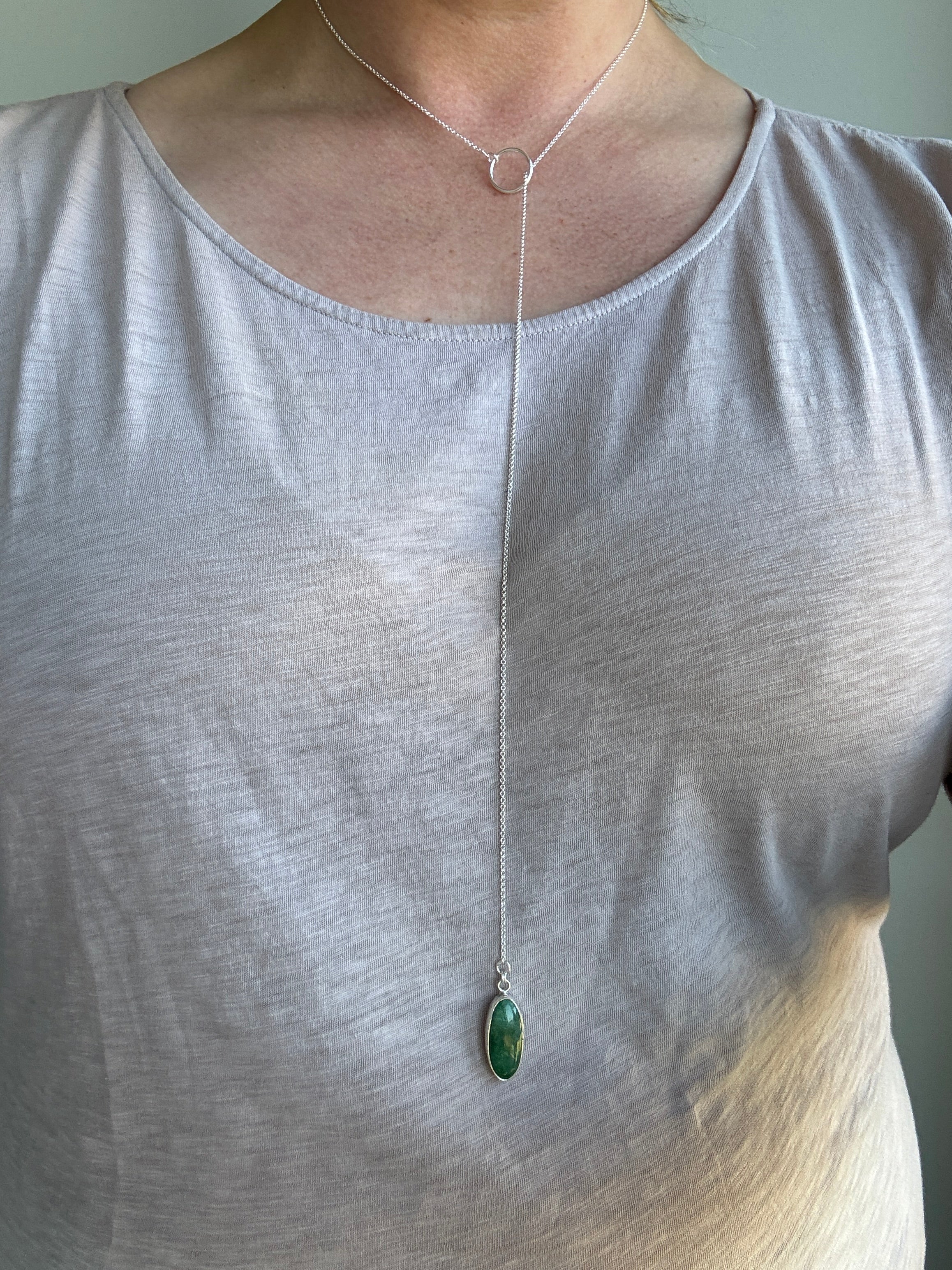 Chrysoprase Lariat Necklace