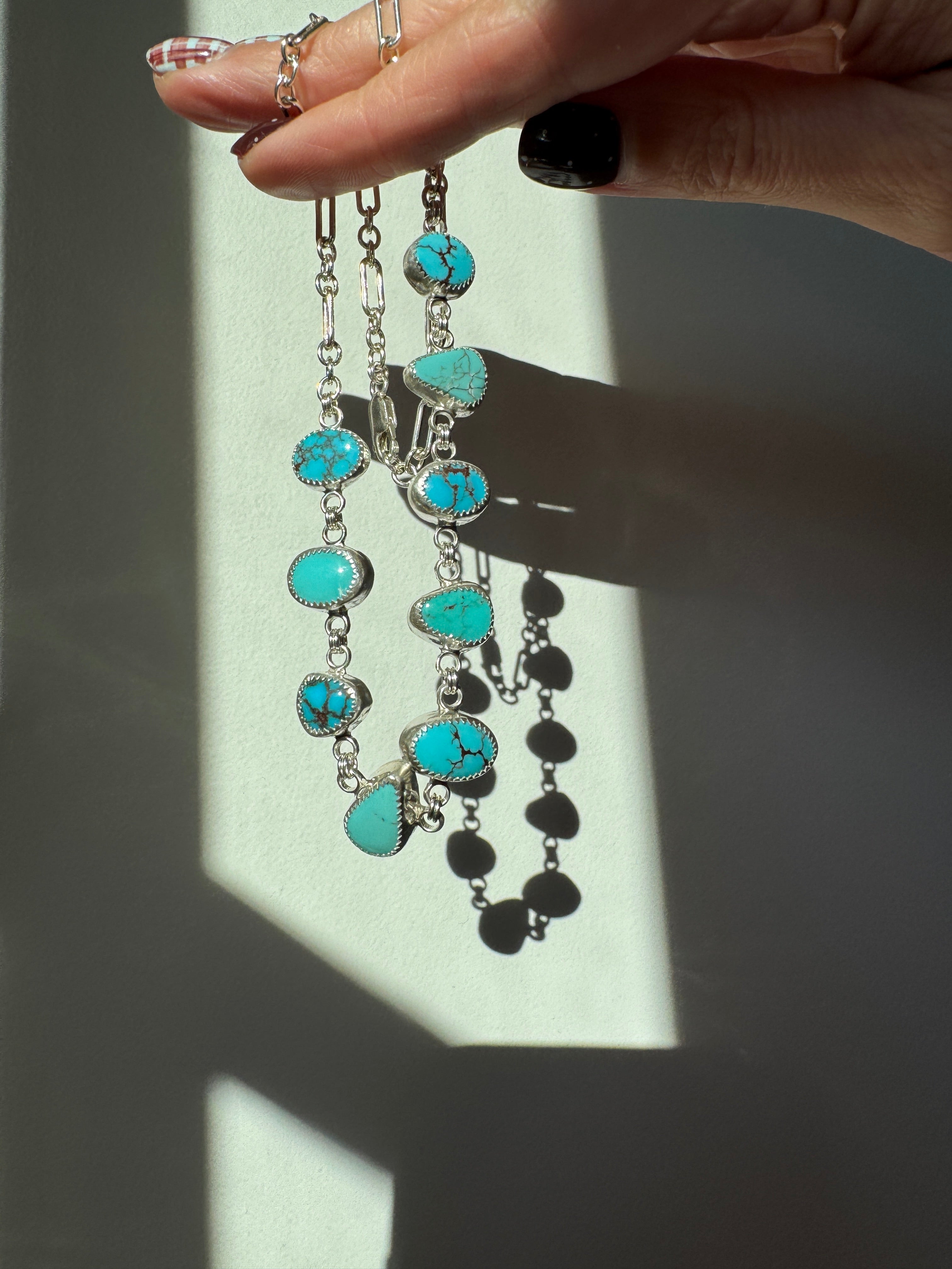 Egyptian Turquoise Choker in Sterling Silver | Multi-Stone Statement Necklace — One of a Kind