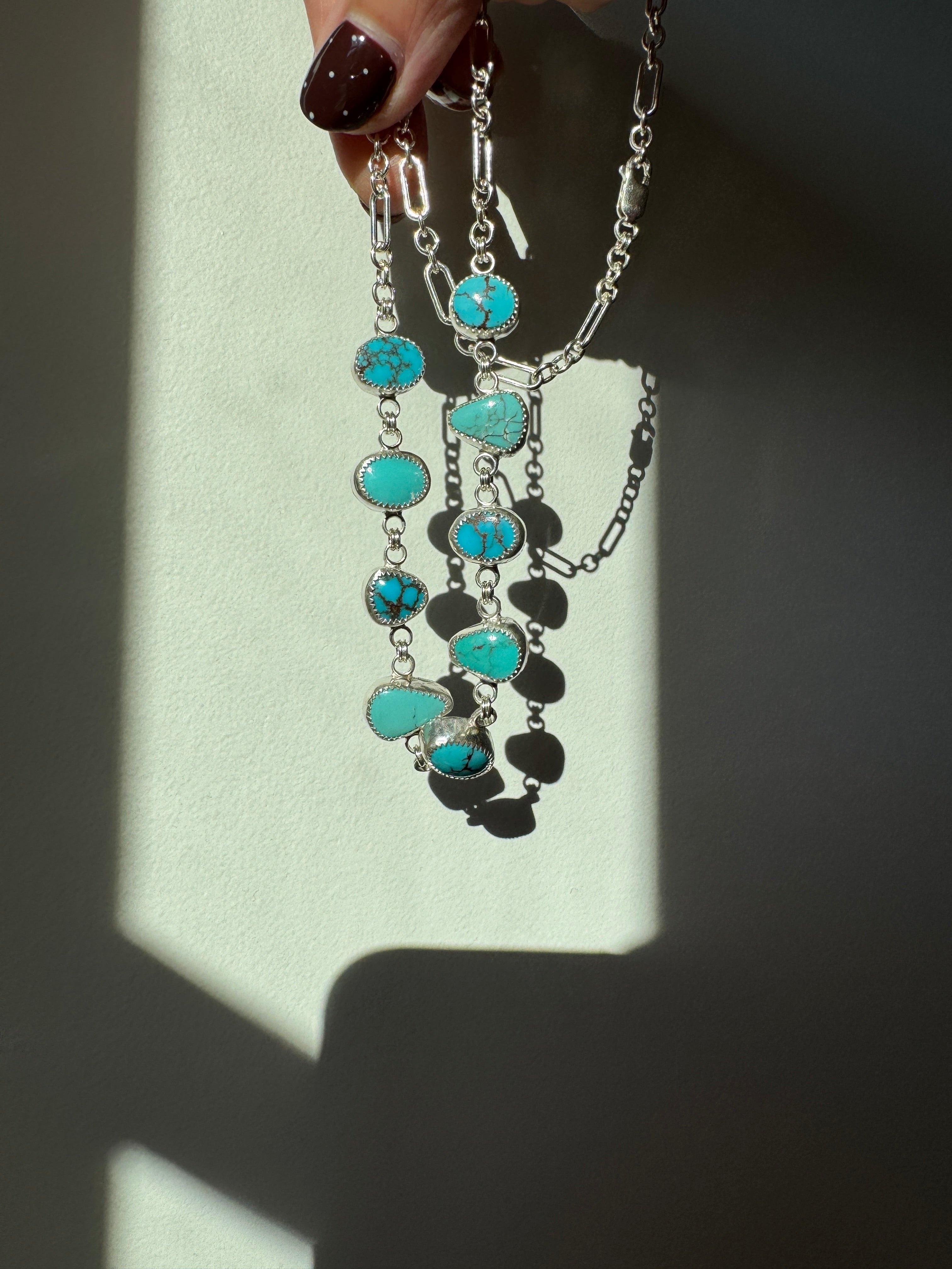 Egyptian Turquoise Choker in Sterling Silver | Multi-Stone Statement Necklace — One of a Kind