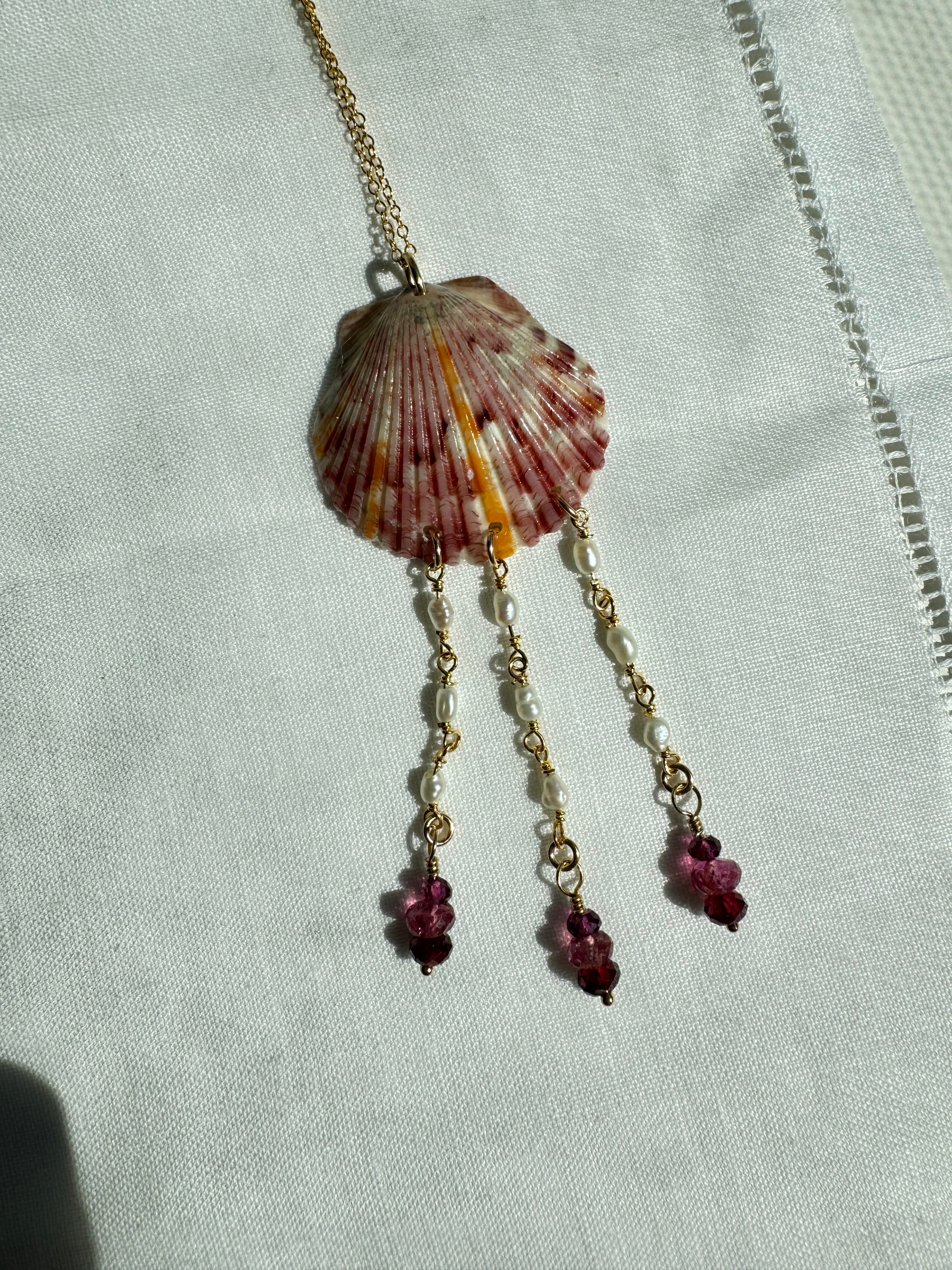 Garnet Shell Necklace