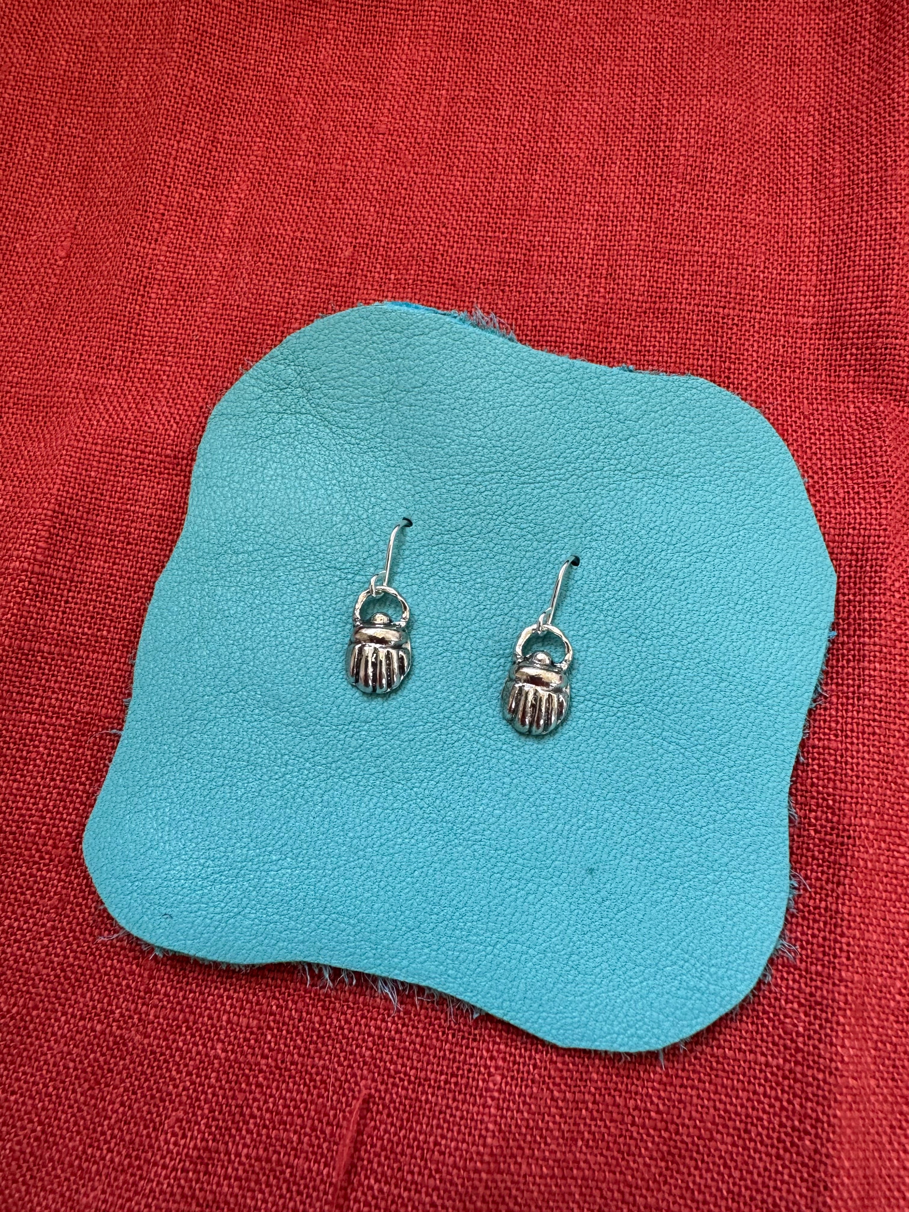 Sterling Silver Scarab Earrings