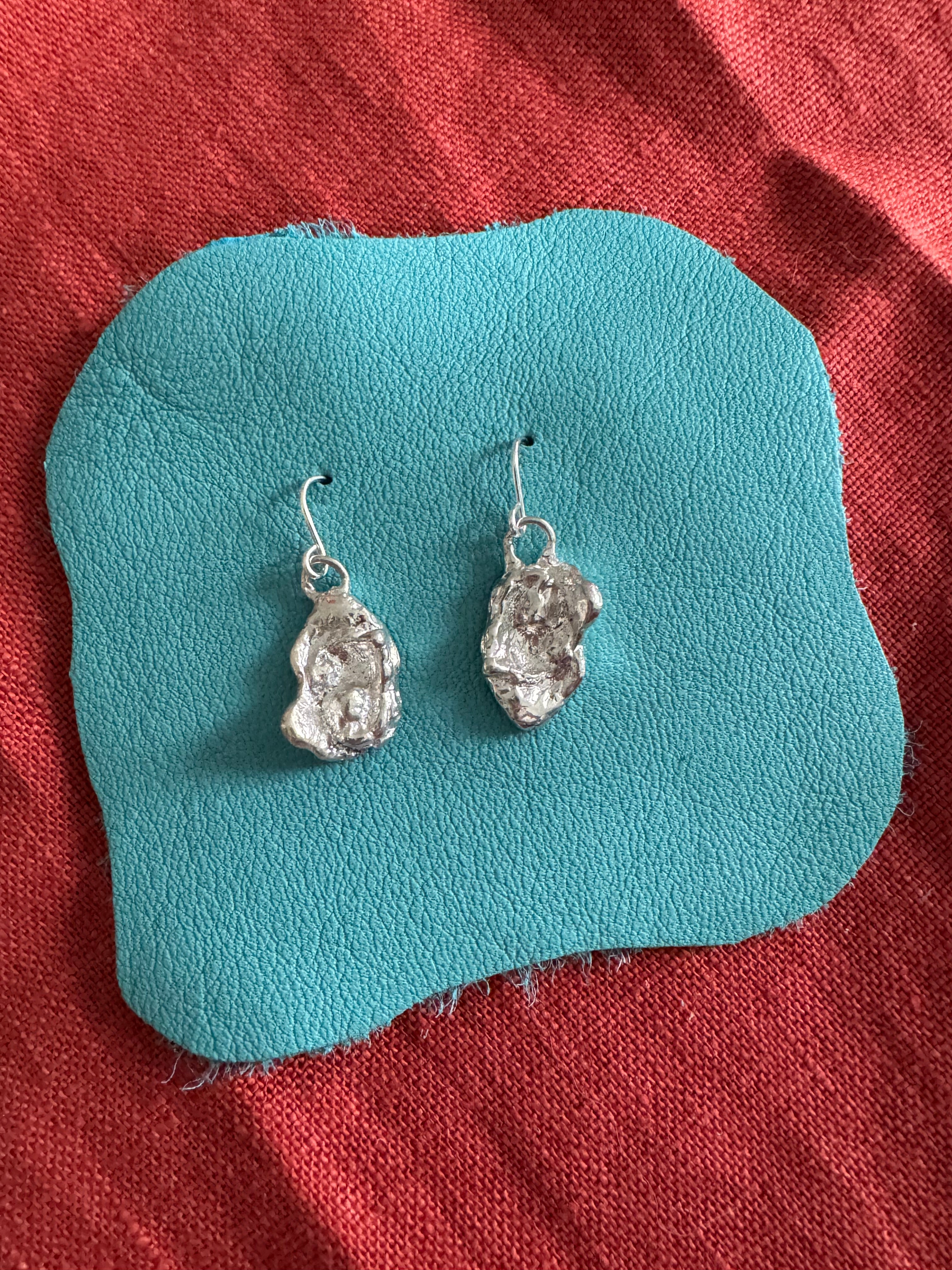Sterling Silver Water Cast Drop Earrings