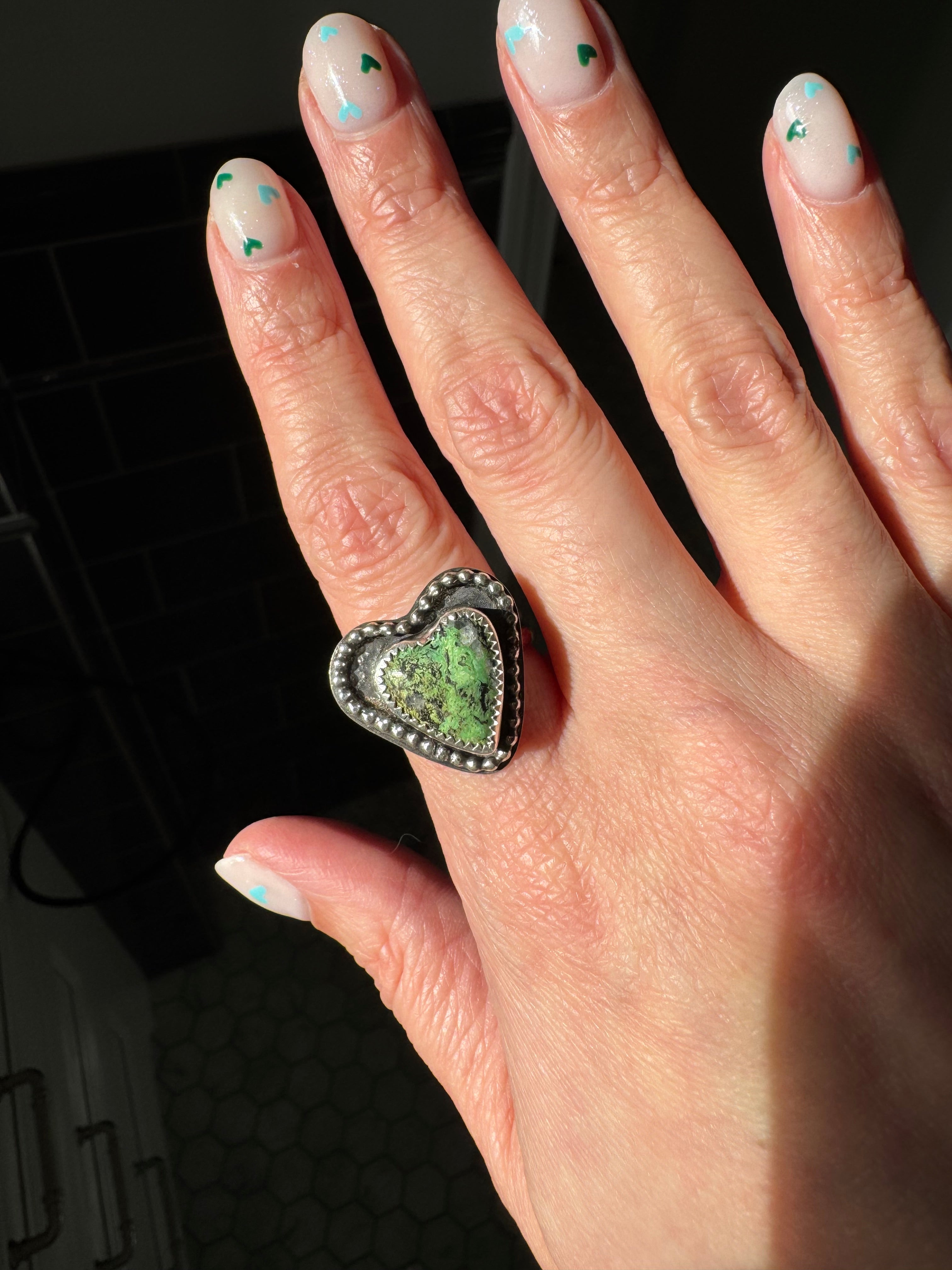 Beaded Turquoise Heart Rings