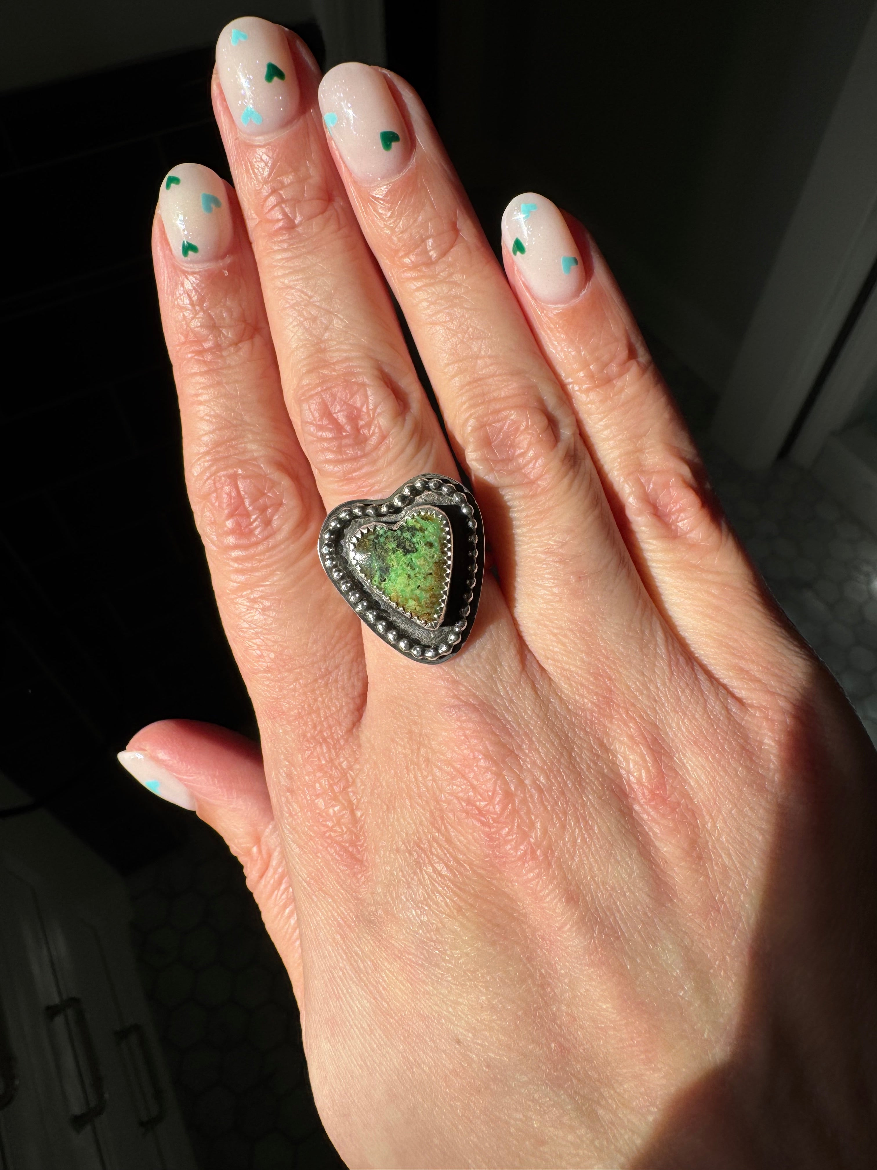 Beaded Turquoise Heart Rings