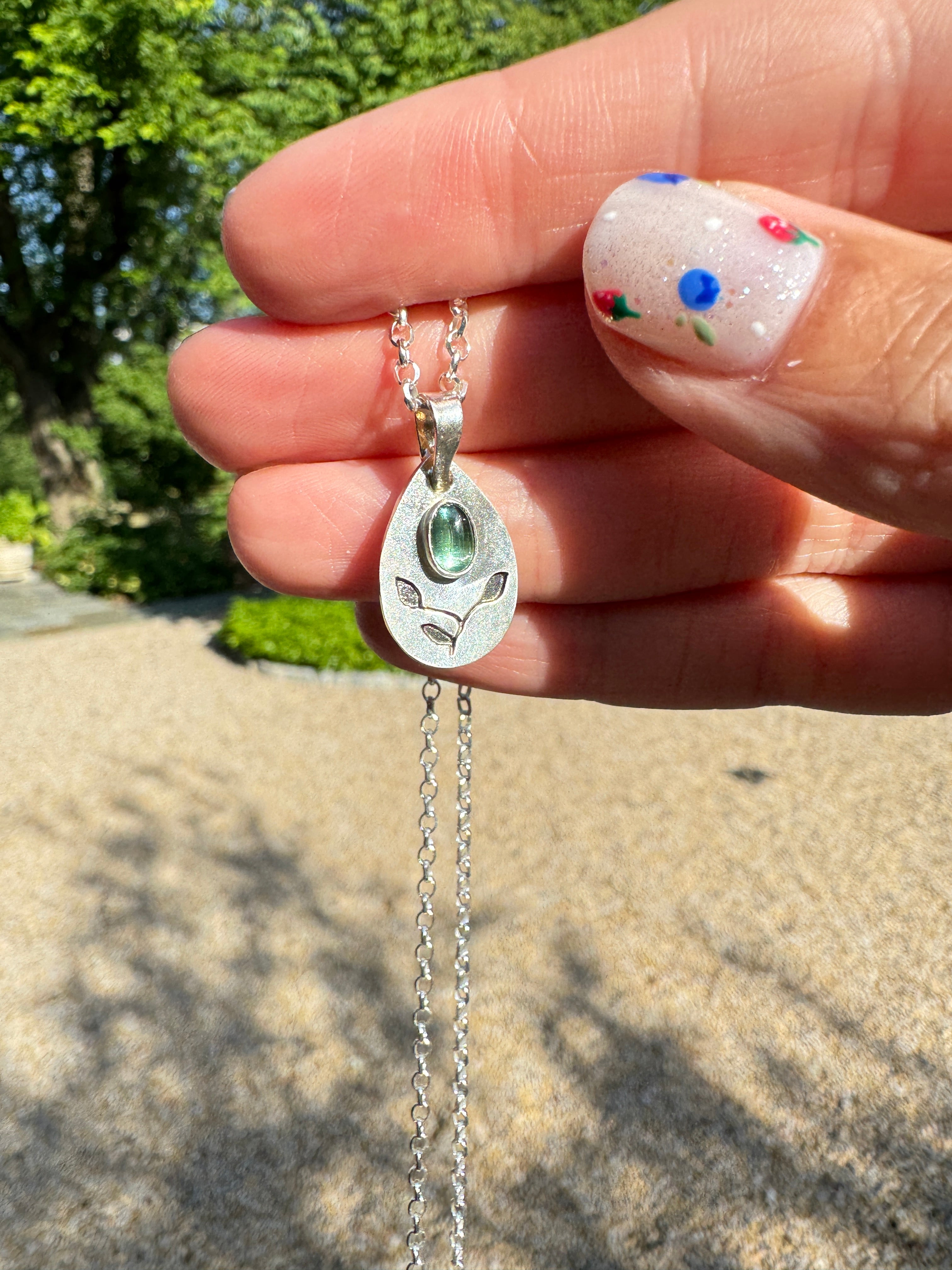 Tourmaline & Vine Pendant