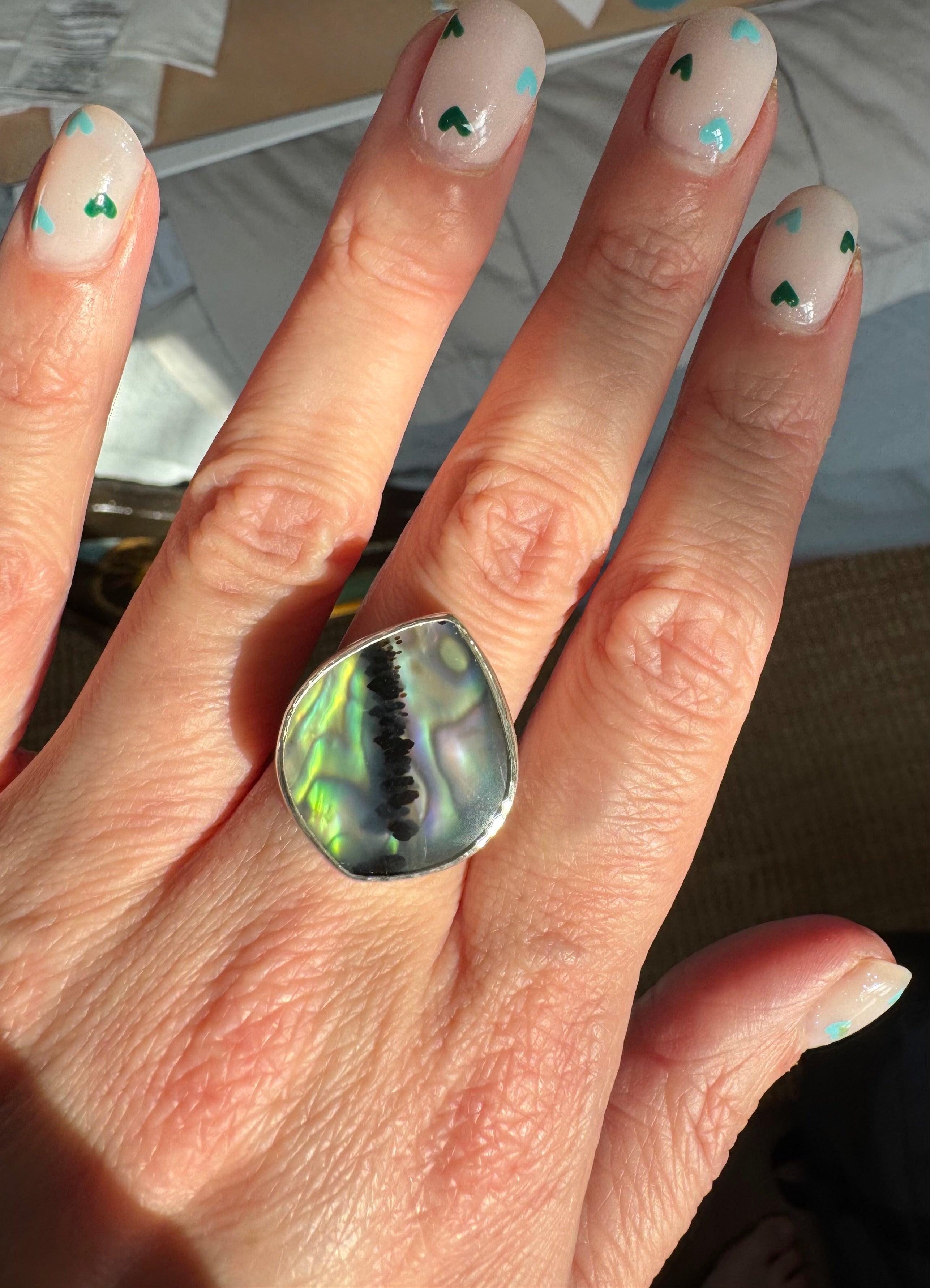 Montana Agate with New Zealand Abalone (Size 7.75)