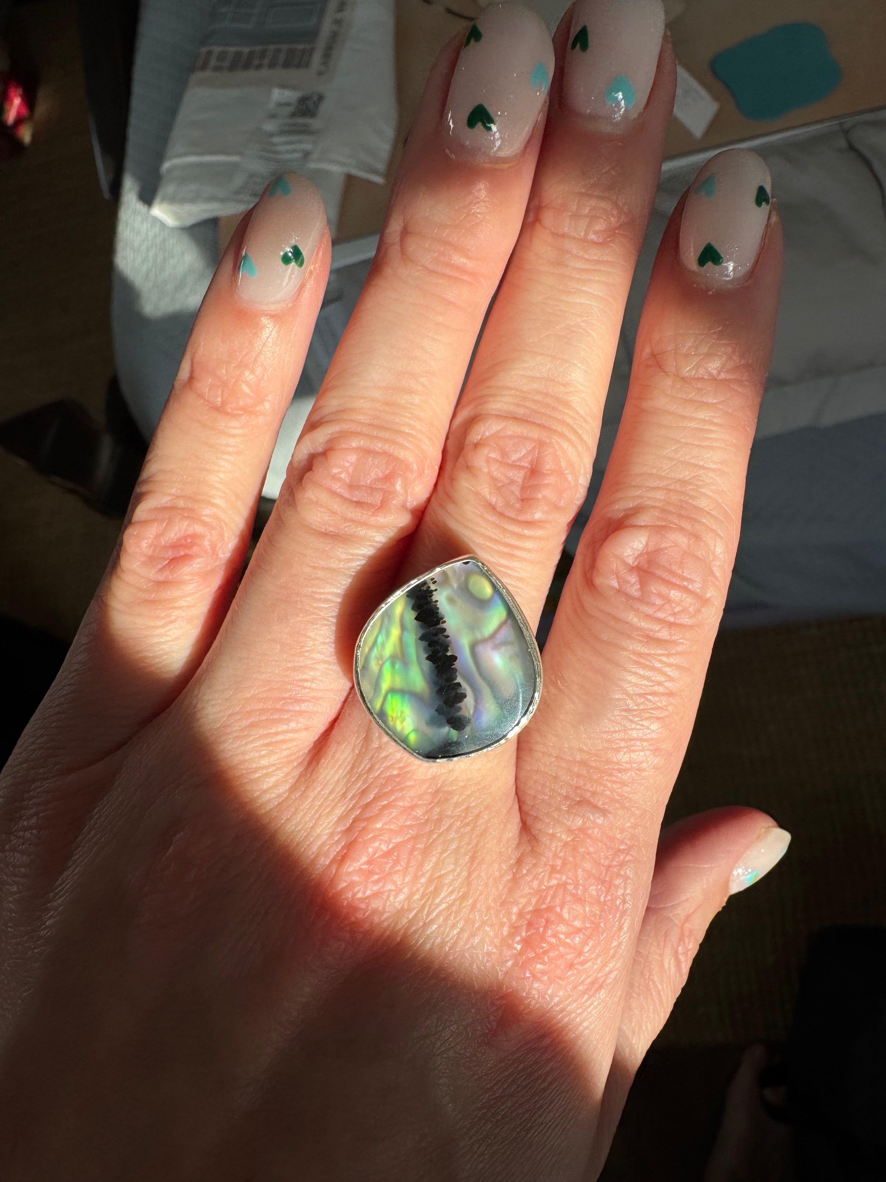 Montana Agate with New Zealand Abalone (Size 7.75)