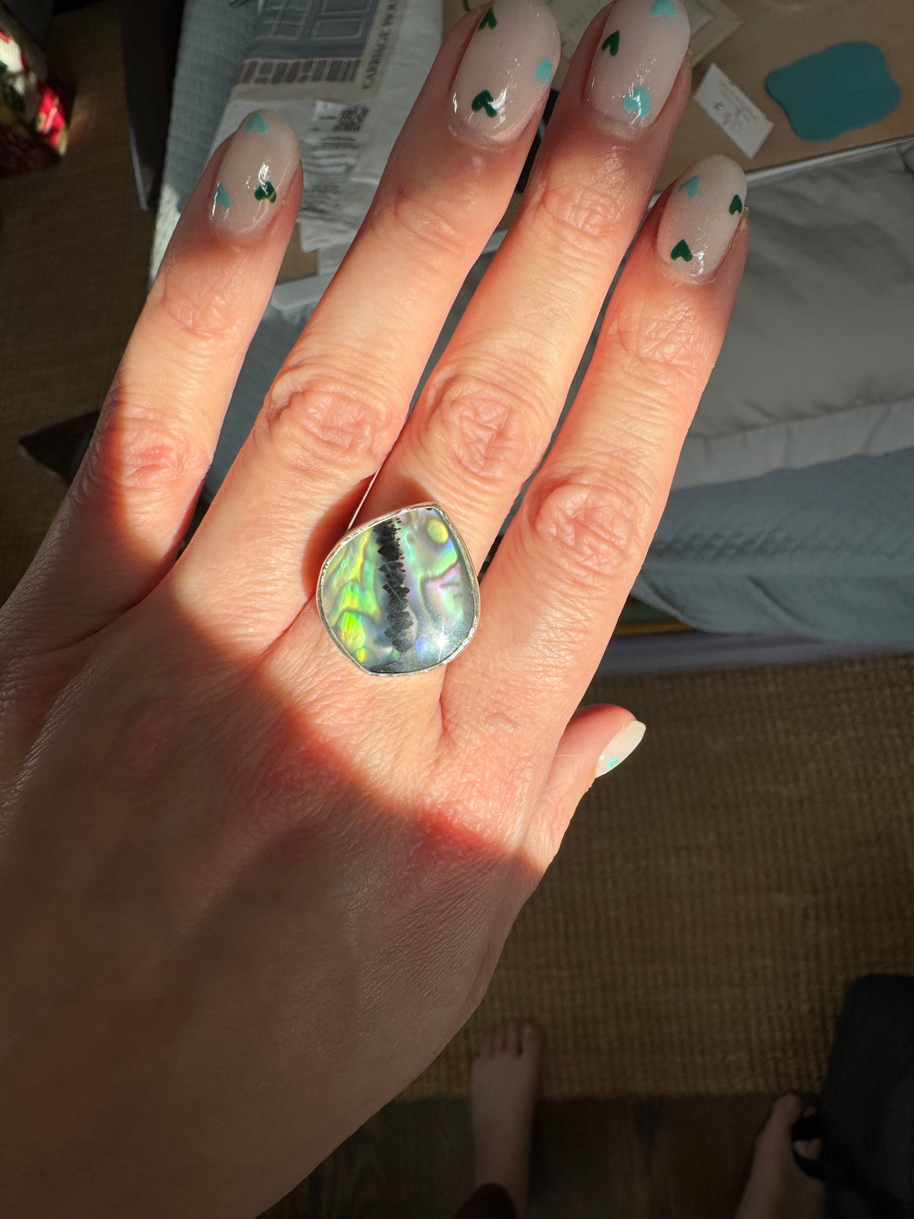 Montana Agate with New Zealand Abalone (Size 7.75)