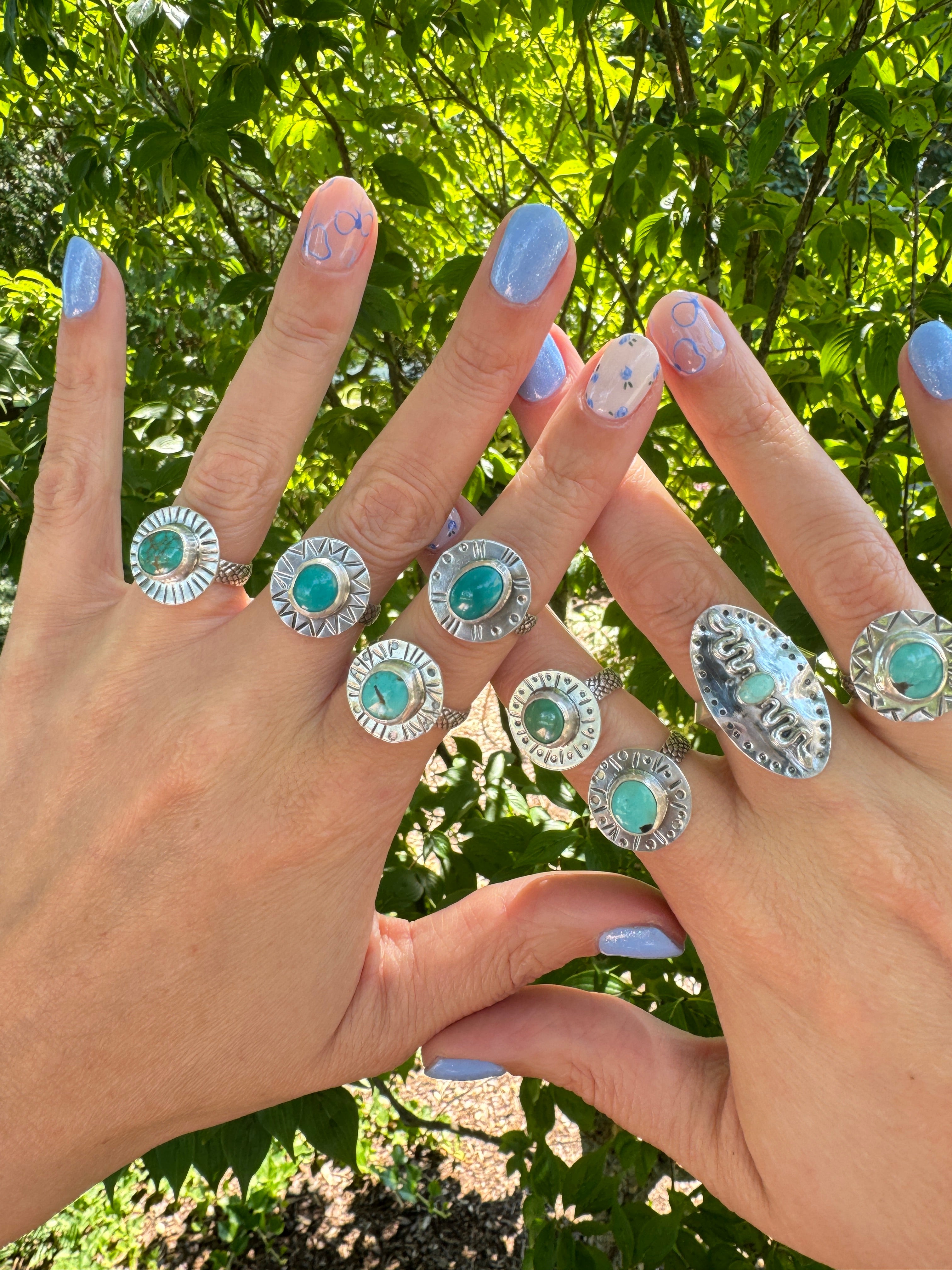 Sterling Silver & Carico Lake Turquoise Ring (Size 5.75/6)