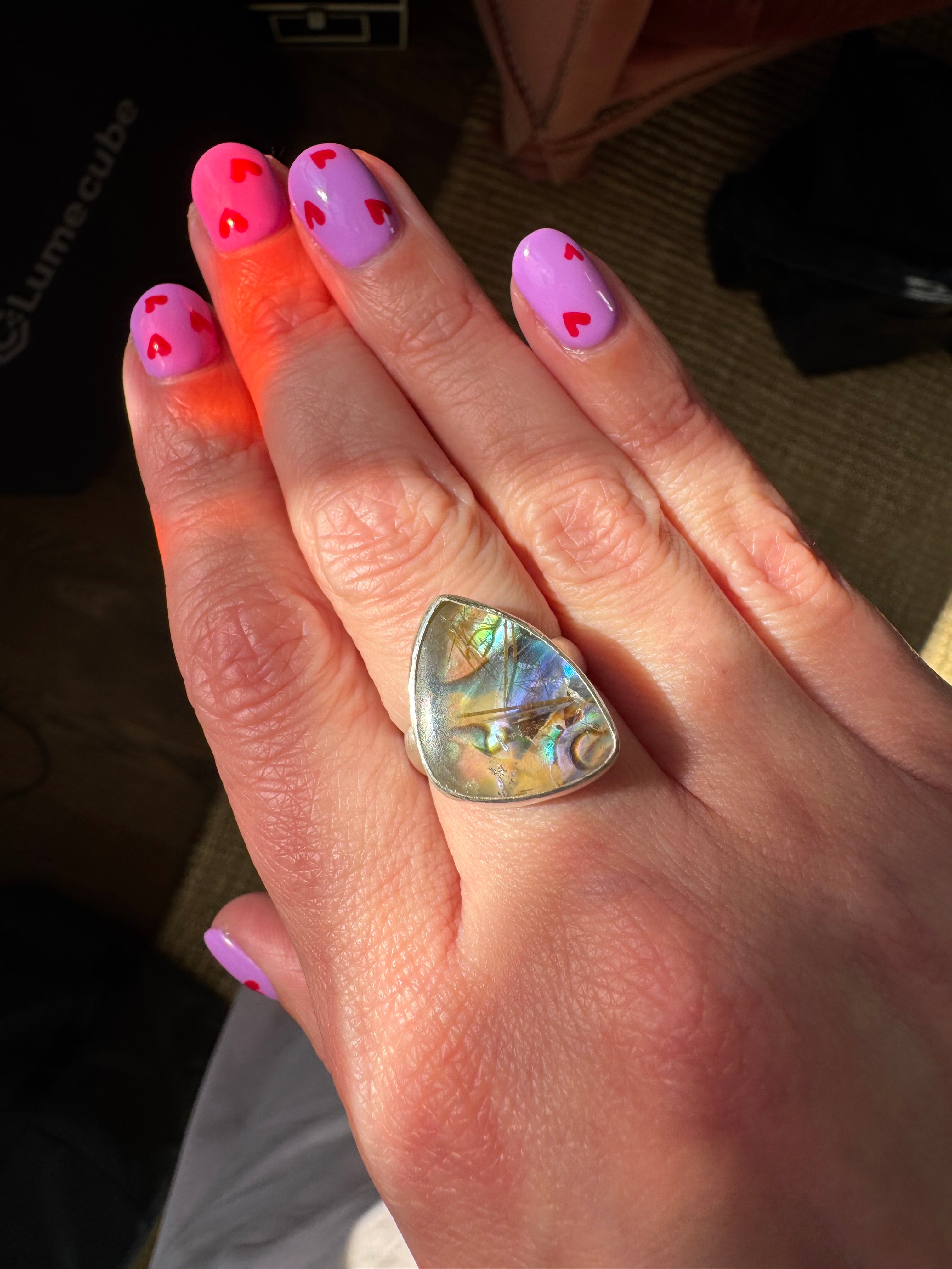 Rutile Quartz with New Zealand Abalone (Size 7.5)