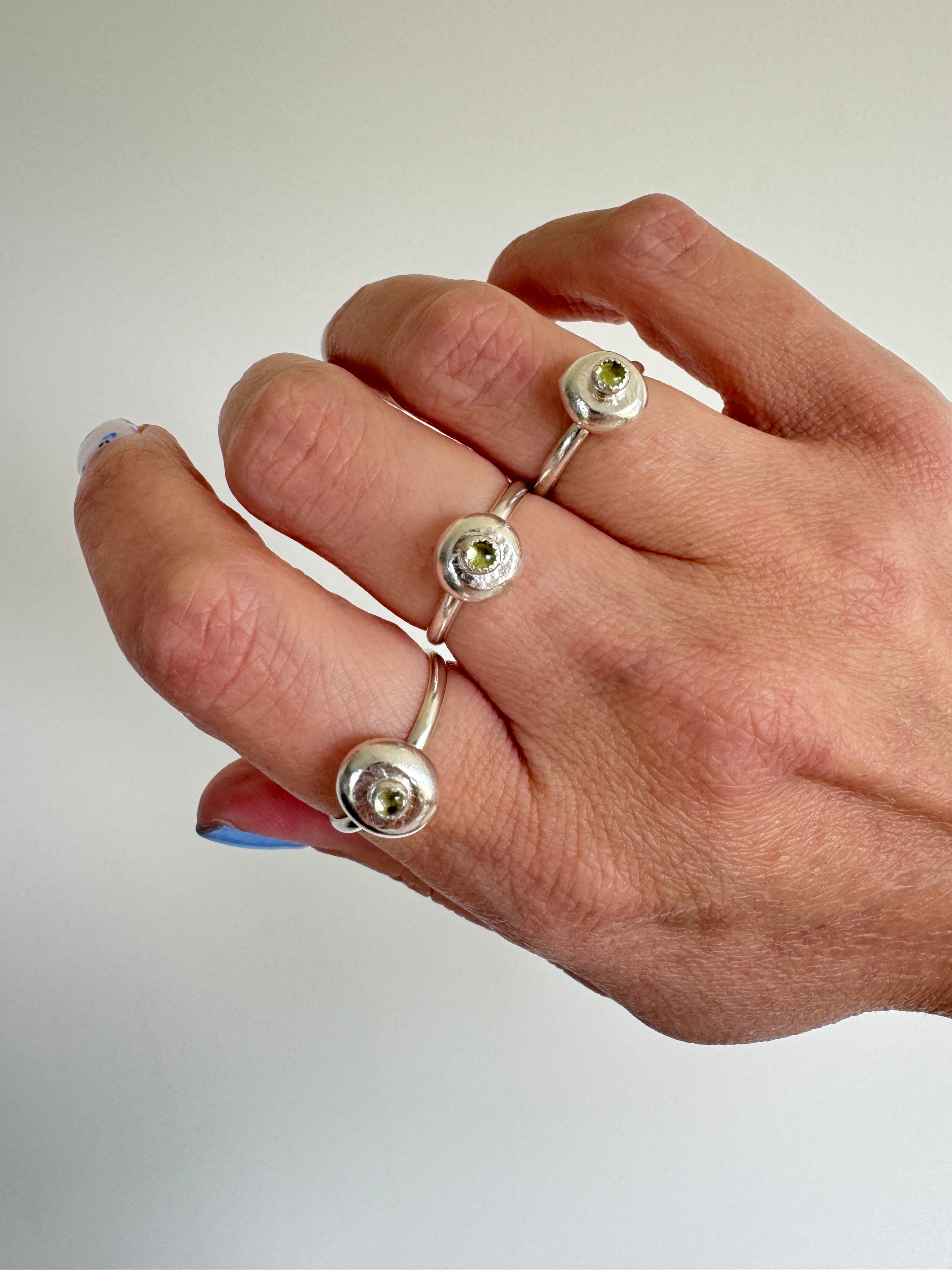 Sterling Silver Ring with Peridot (Size 7.75)