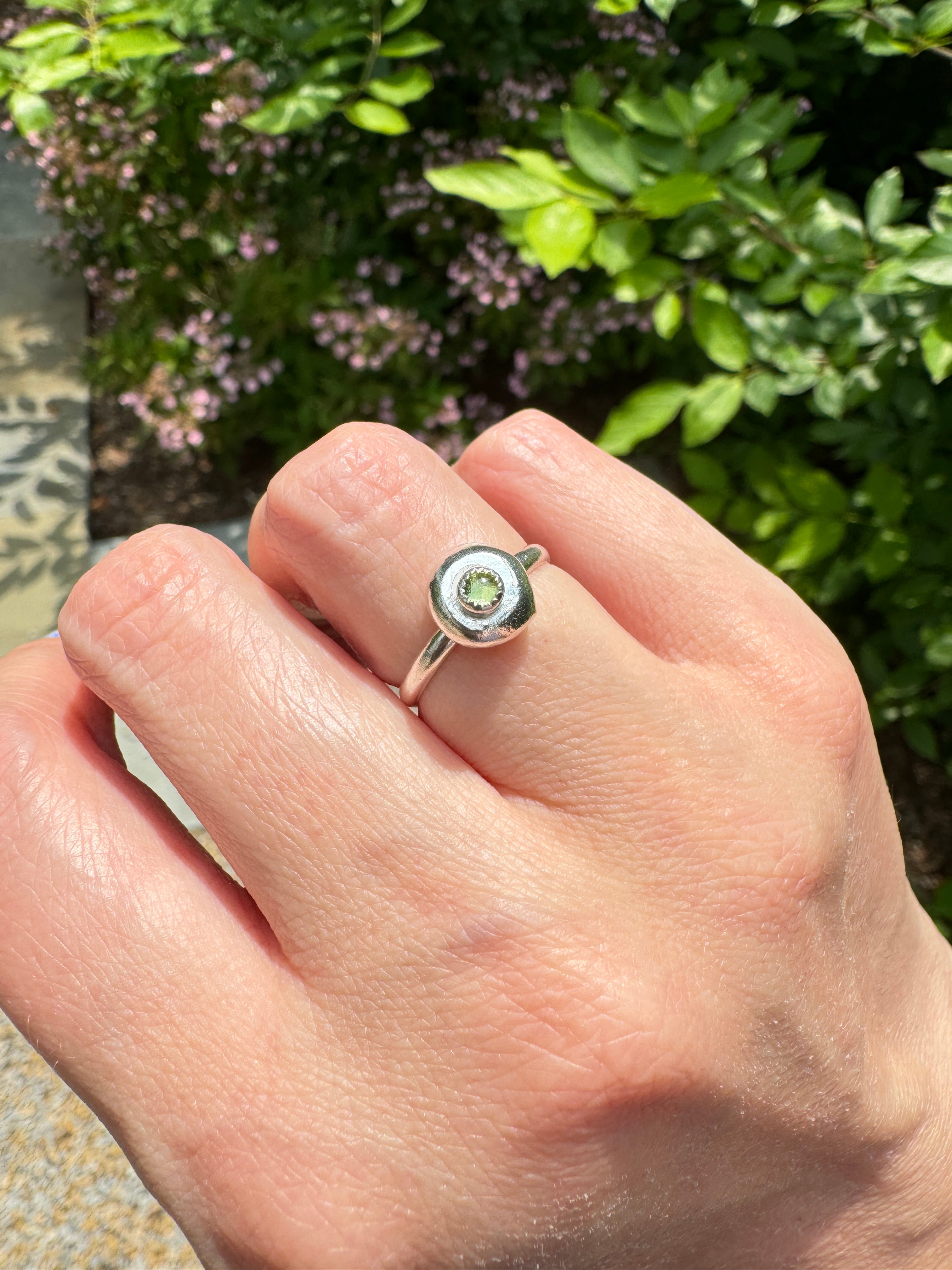 Sterling Silver Ring with Peridot (Size 5.5)