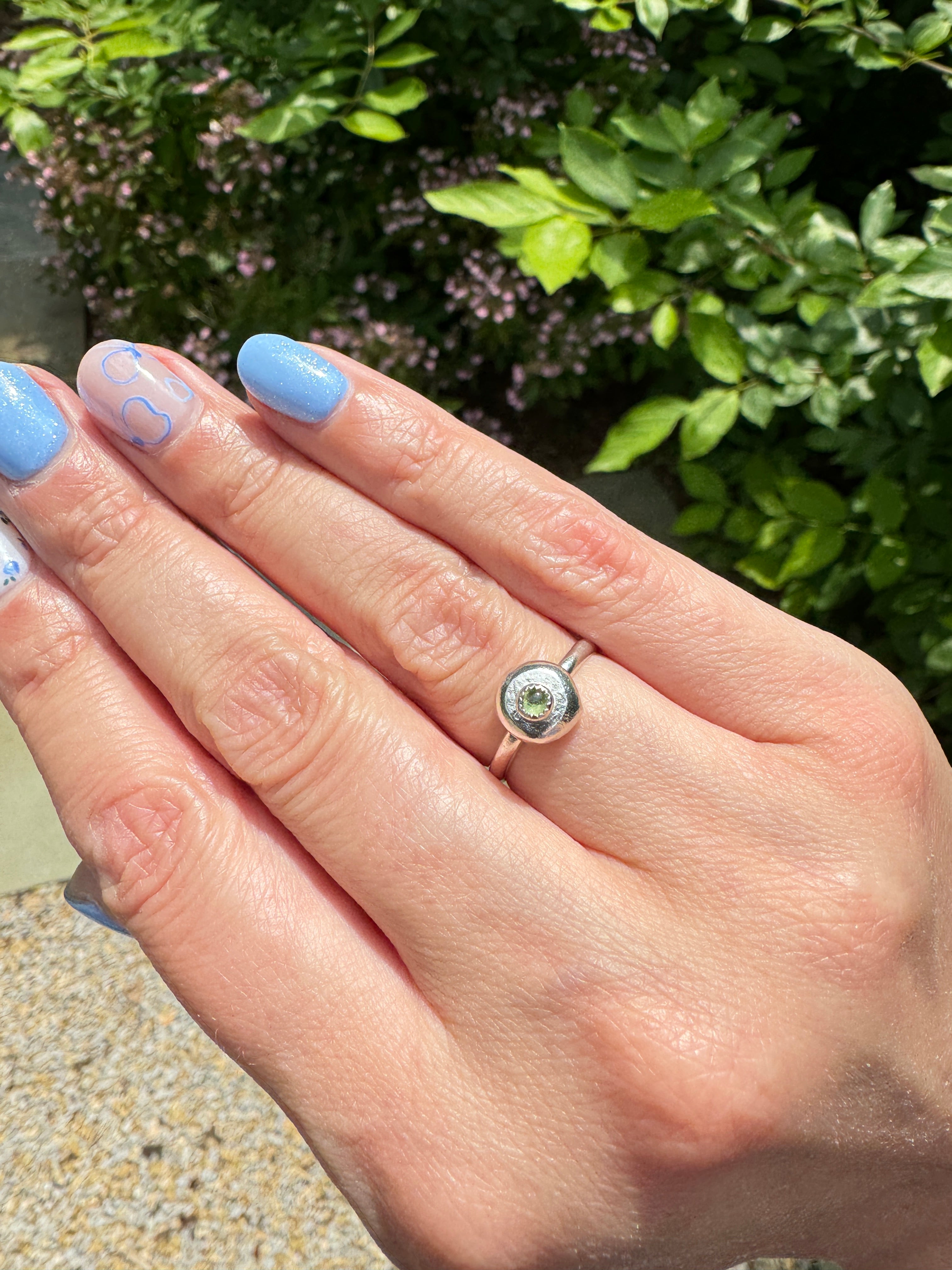 Sterling Silver Ring with Peridot (Size 5.5)