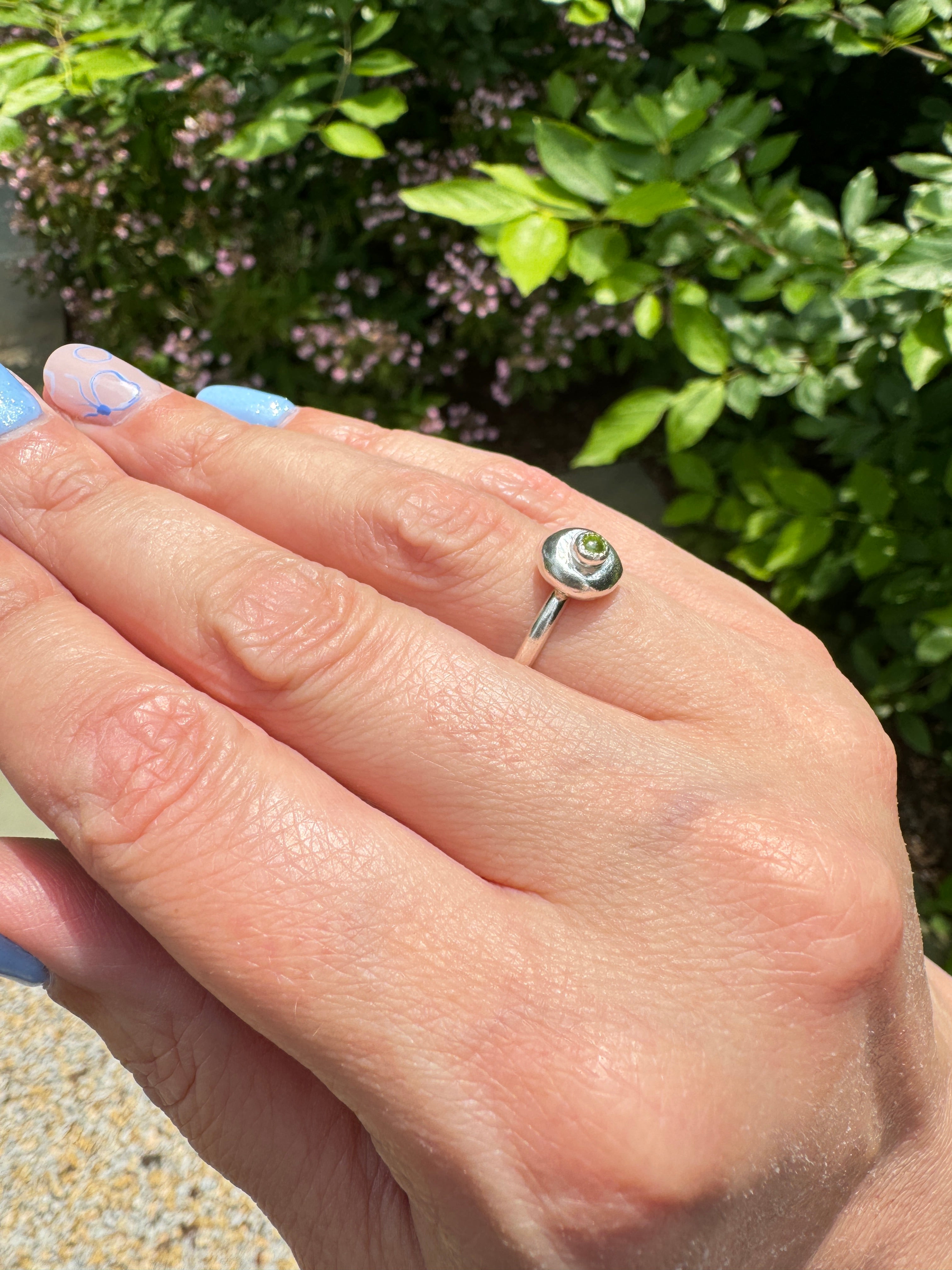 Sterling Silver Ring with Peridot (Size 5.5)
