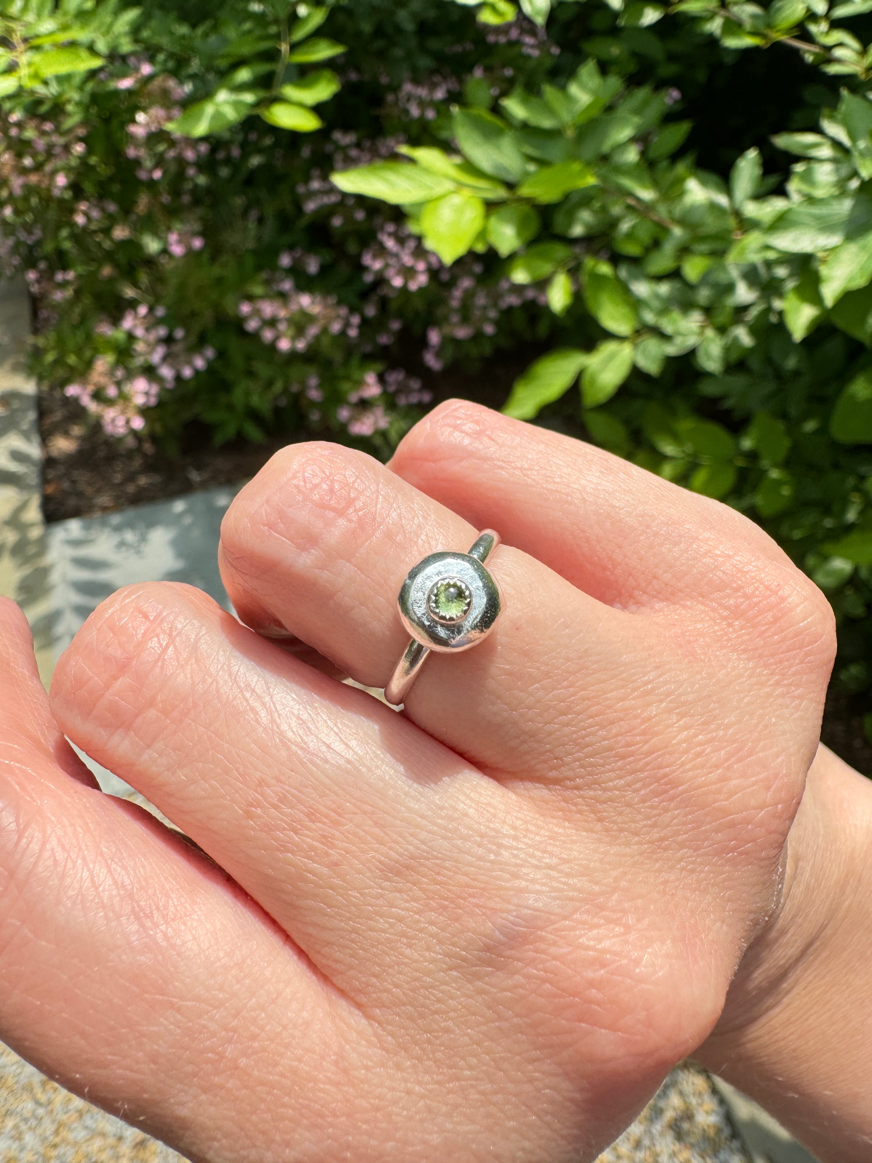 Sterling Silver Ring with Peridot (Size 5.5)