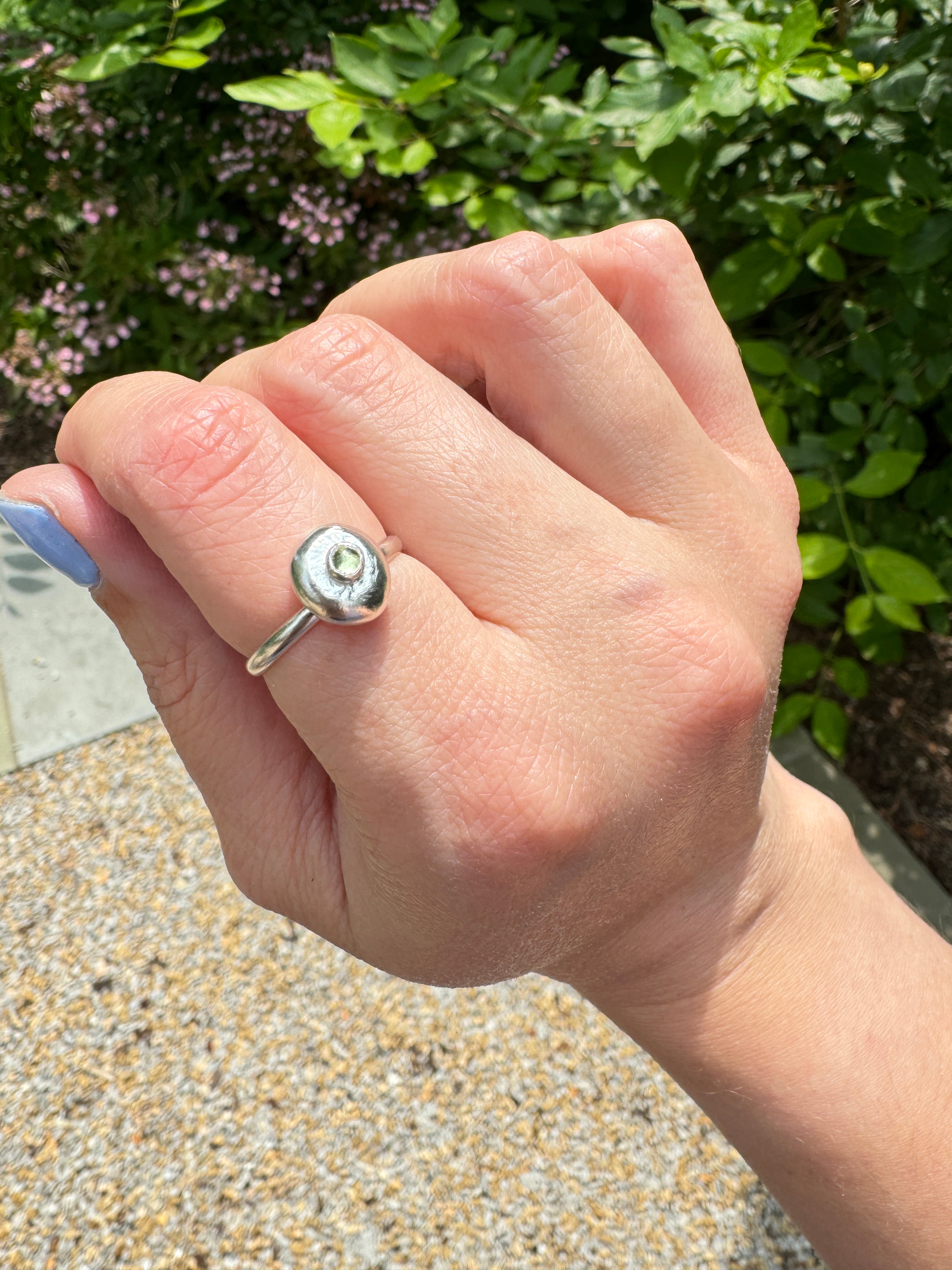 Sterling Silver Ring with Peridot (Size 7.75)
