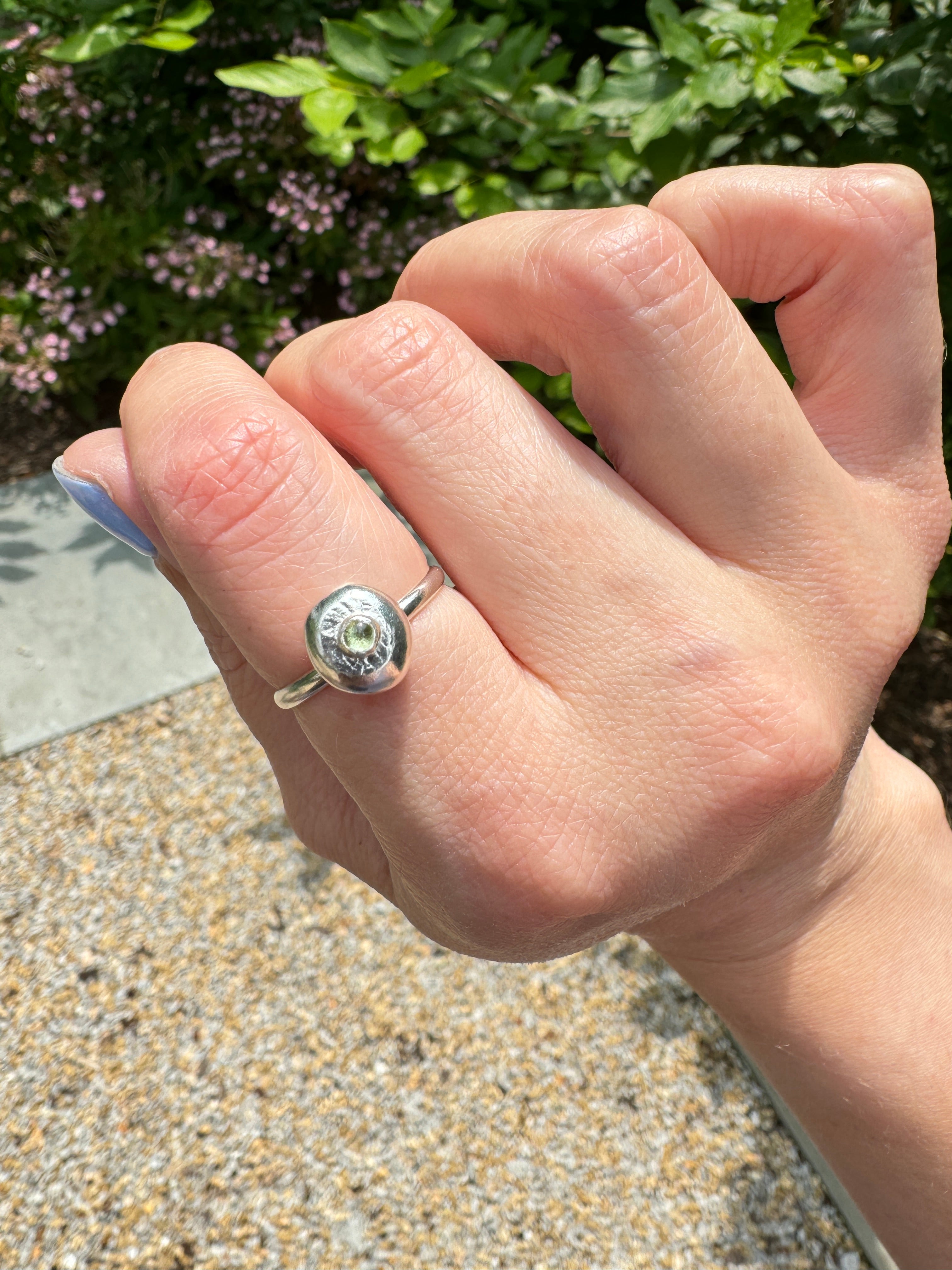 Sterling Silver Ring with Peridot (Size 7.75)