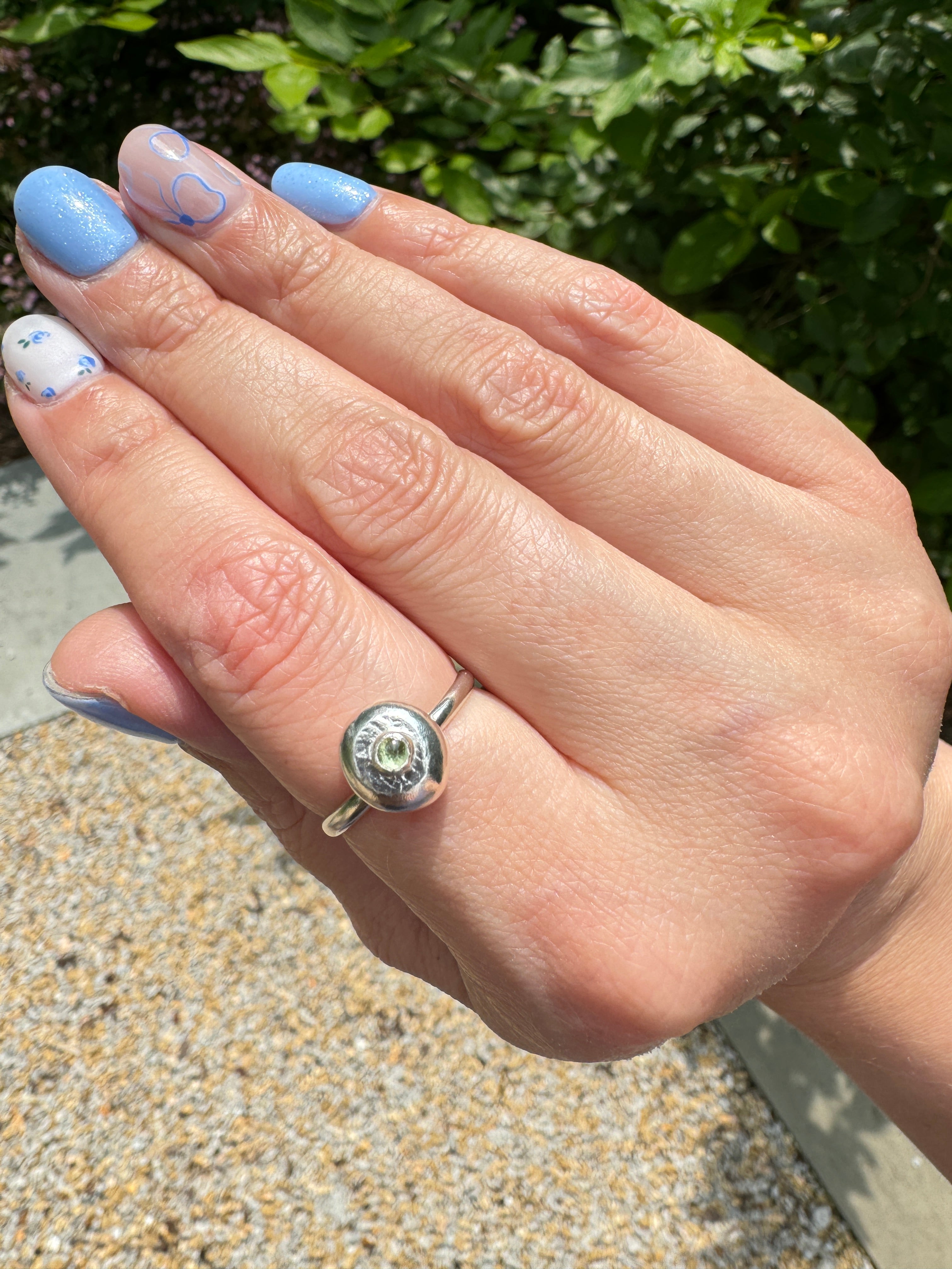 Sterling Silver Ring with Peridot (Size 7.75)