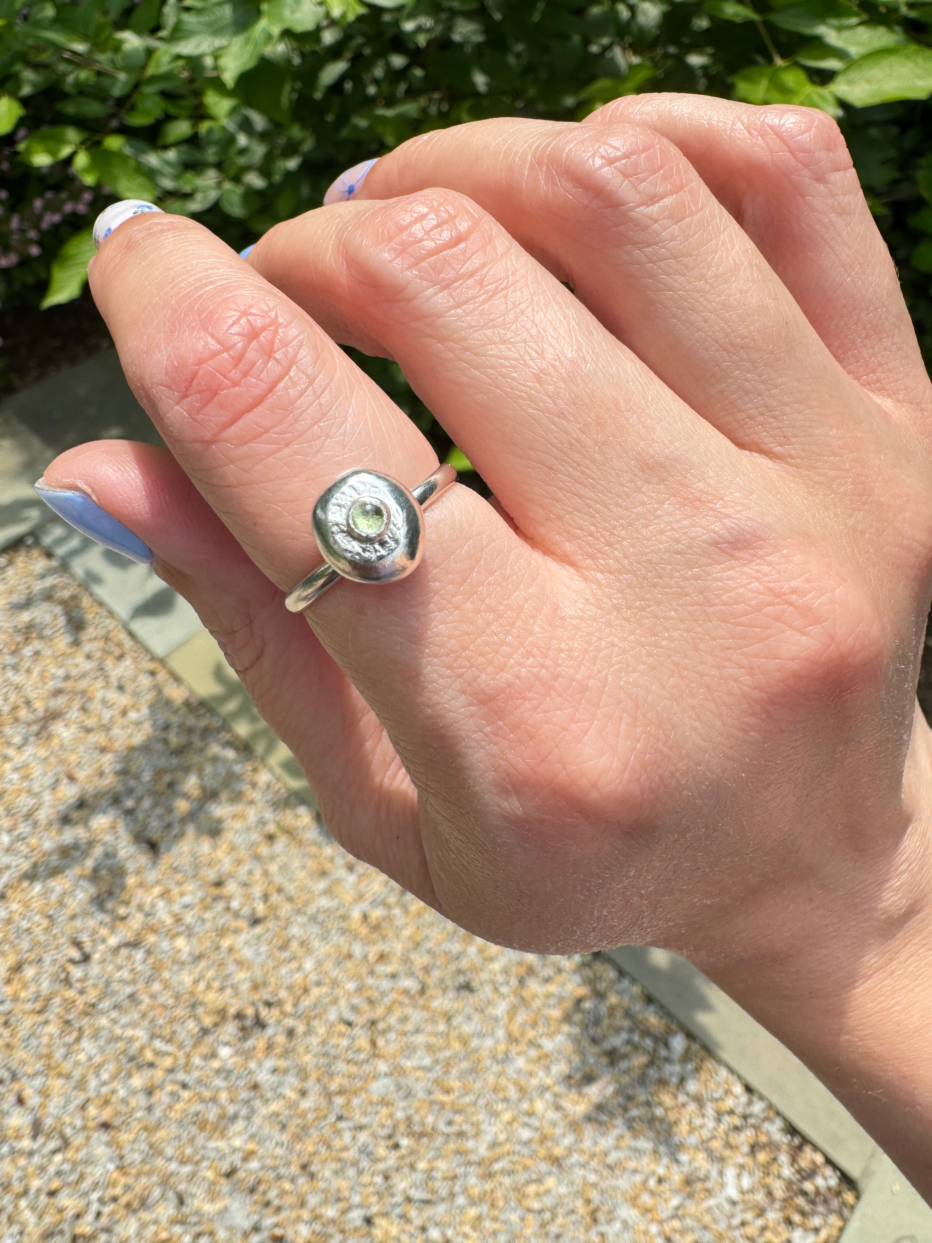 Sterling Silver Ring with Peridot (Size 7.75)