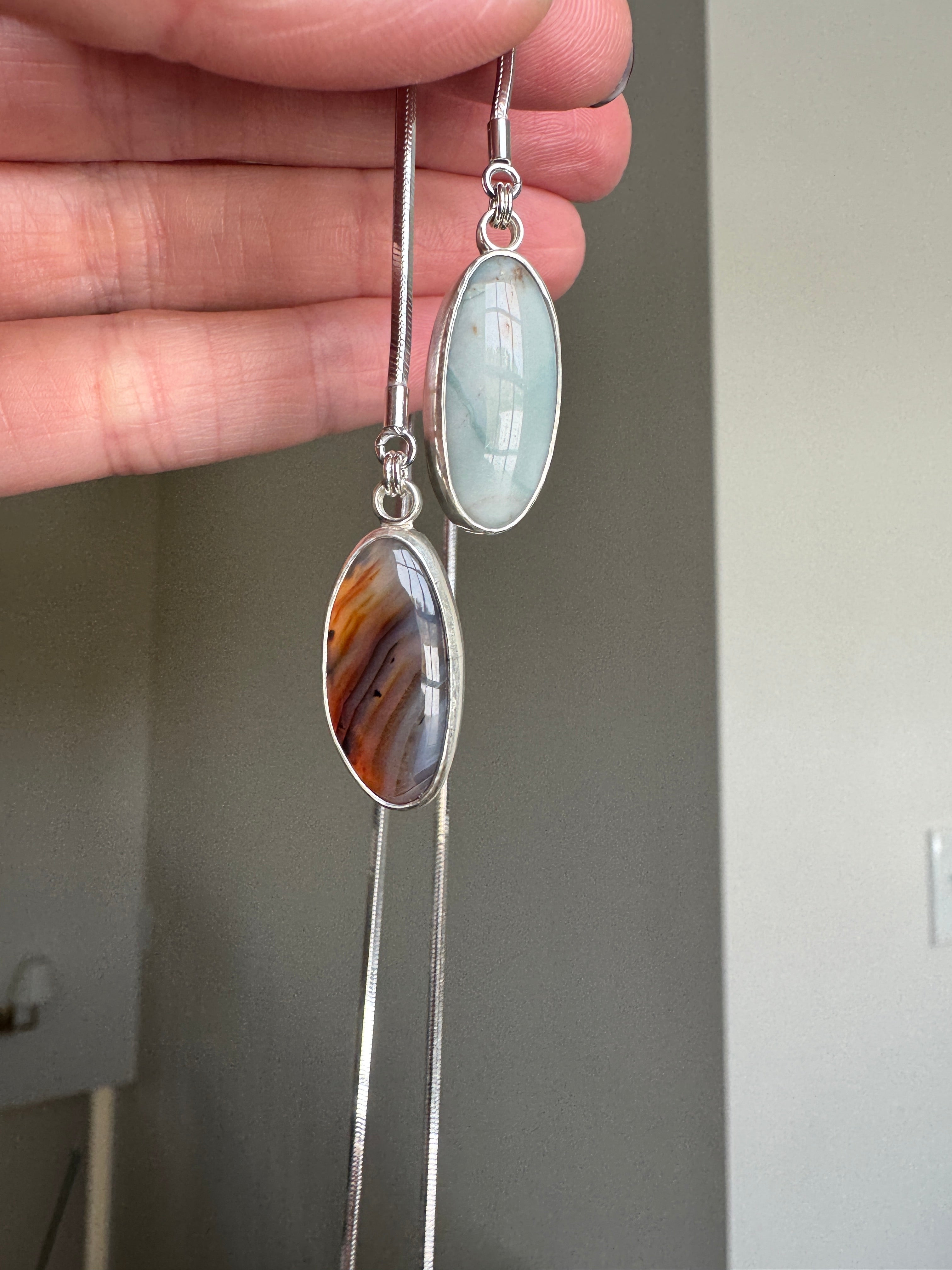Montana Agate Jasper Sterling Silver Lariat necklace
