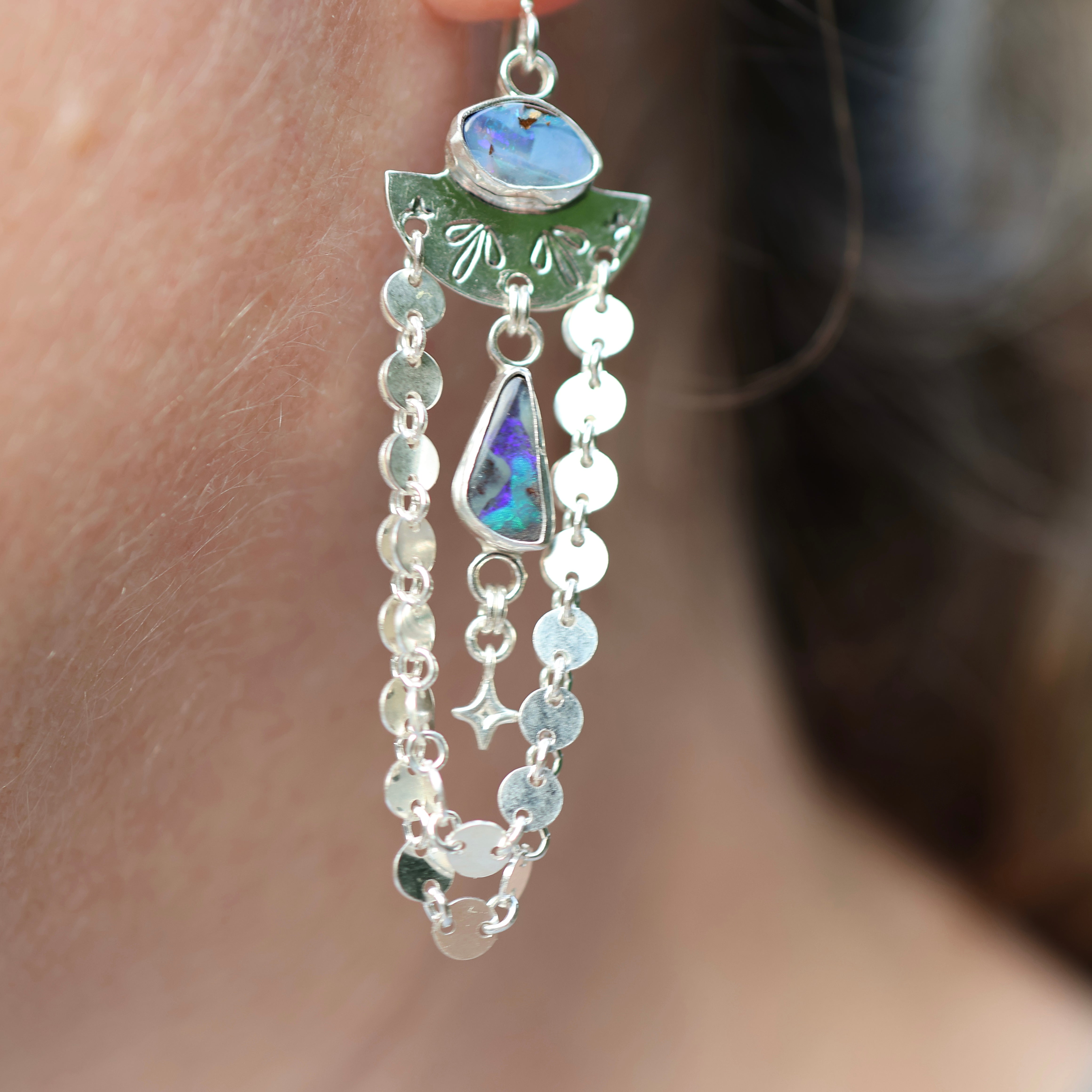 Celestial Opal Starburst Earrings
