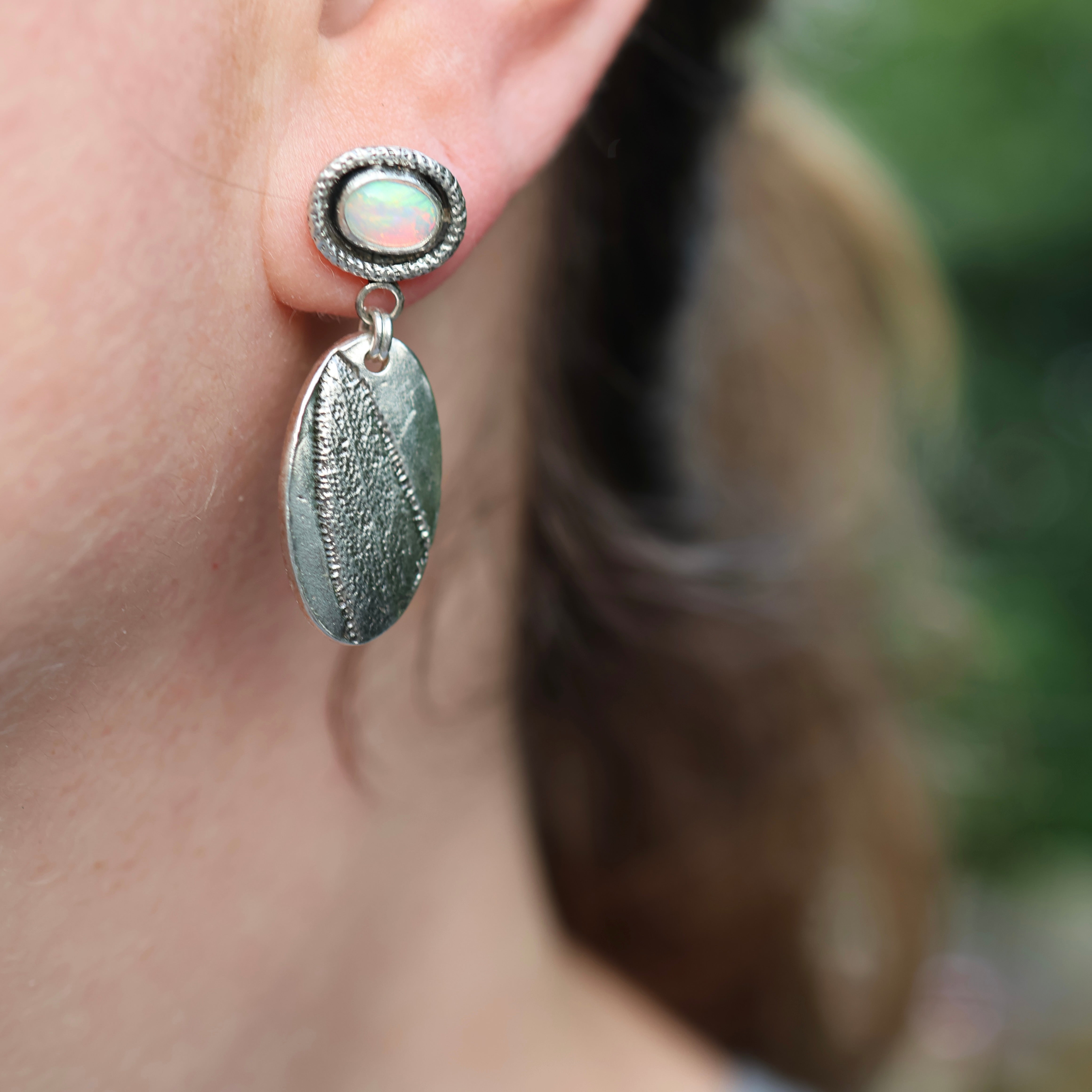 Ethiopian Opal & Sage Earrings