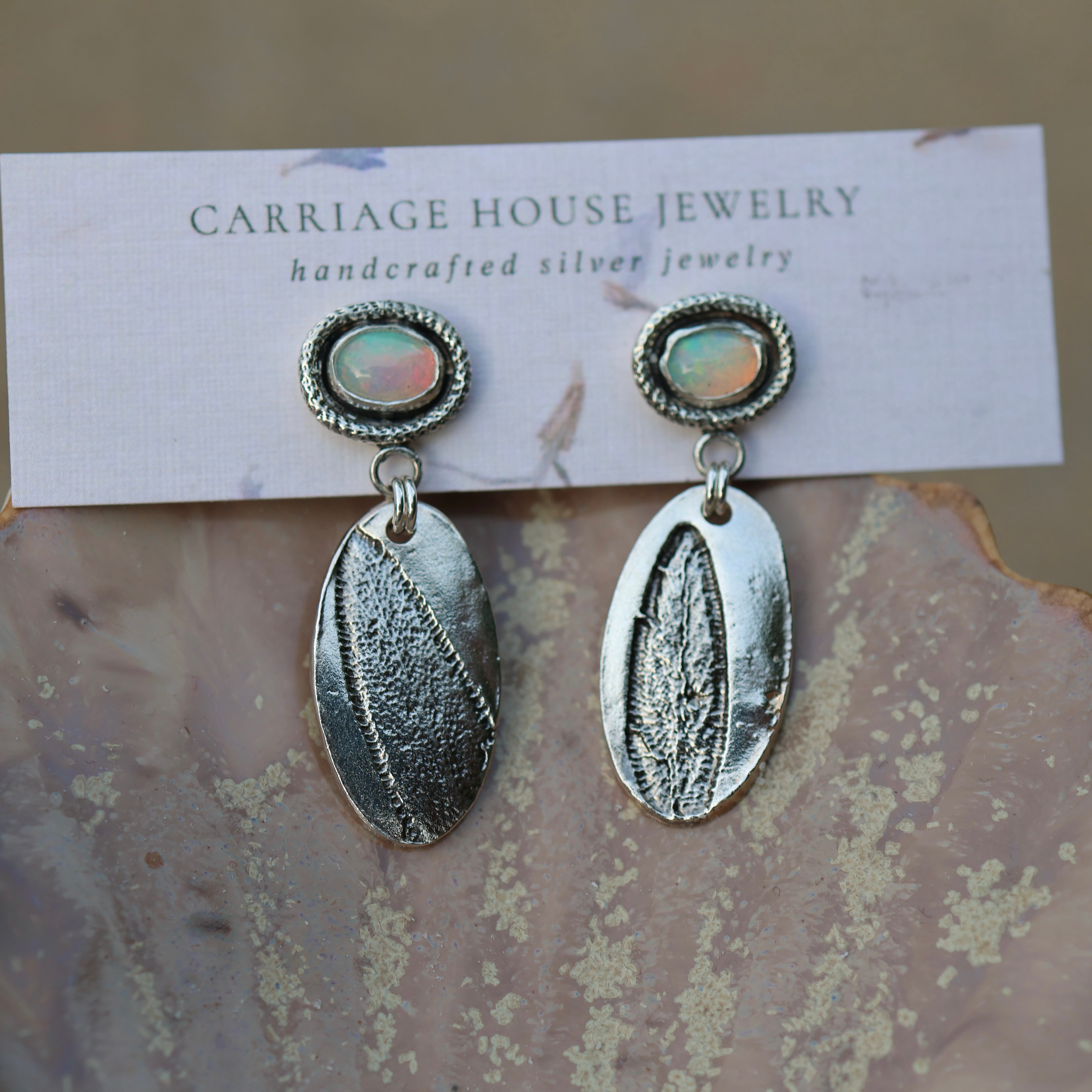 Ethiopian Opal & Sage Earrings