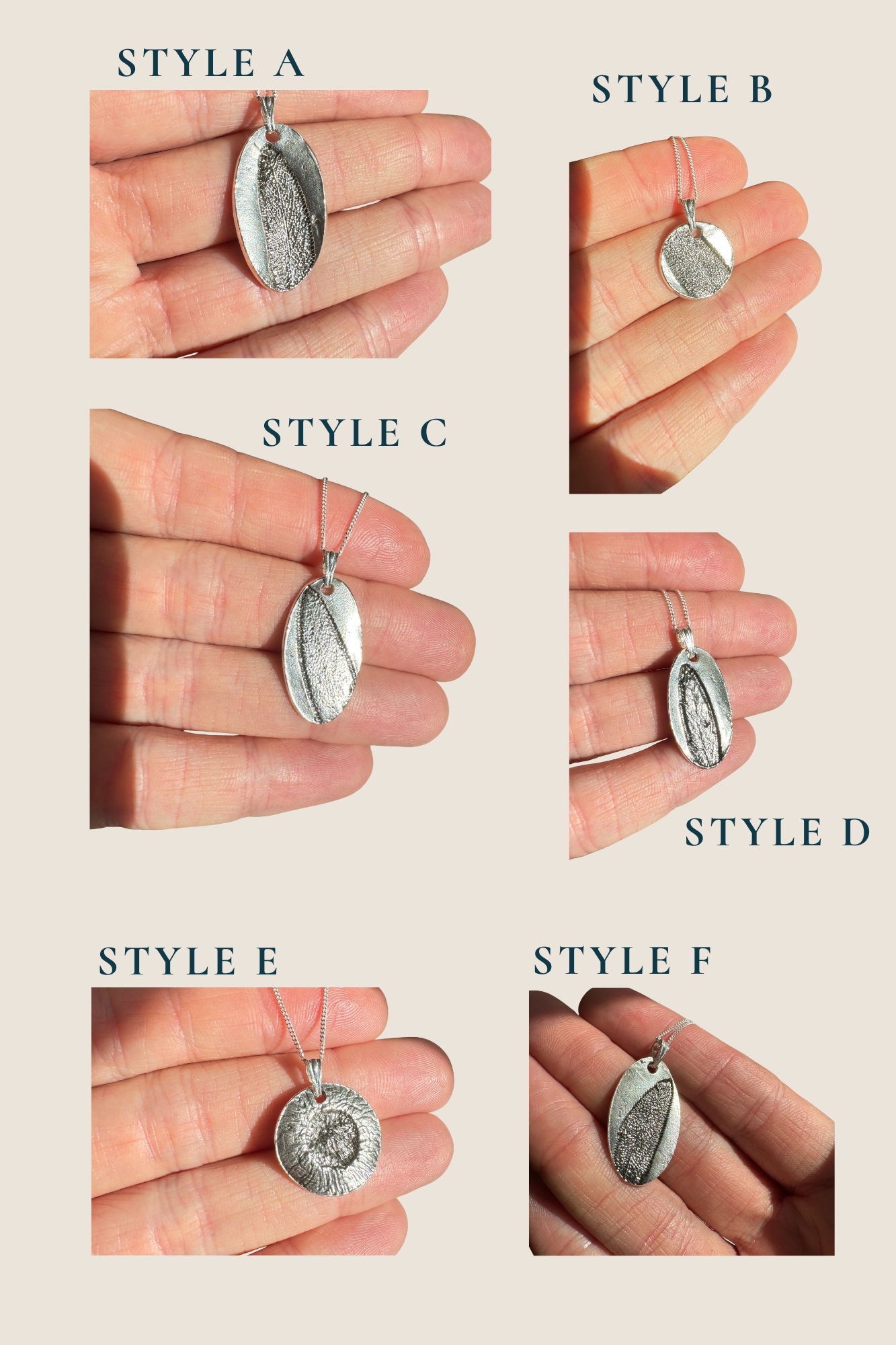 Fine Silver botanical sage pendants for necklaces