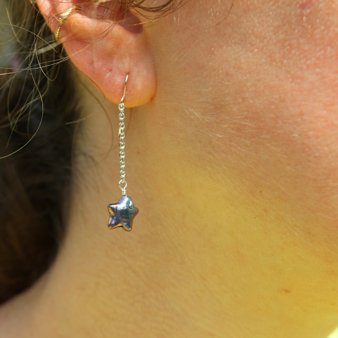 Moon & Star Pearl Earrings | Celestial Earrings | Freshwater Pearls
