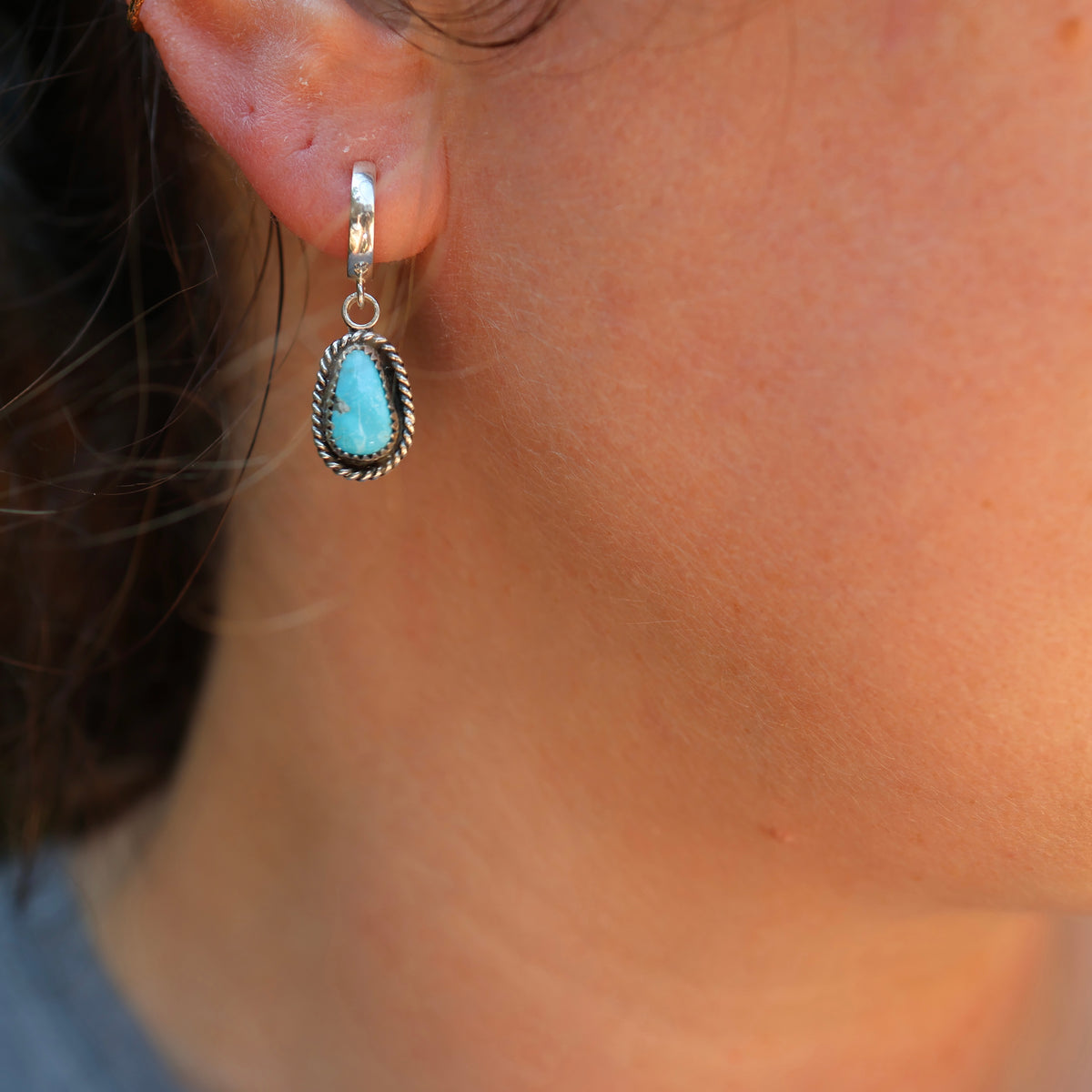 Morenci Turquoise Earrings | Huggie Hoops