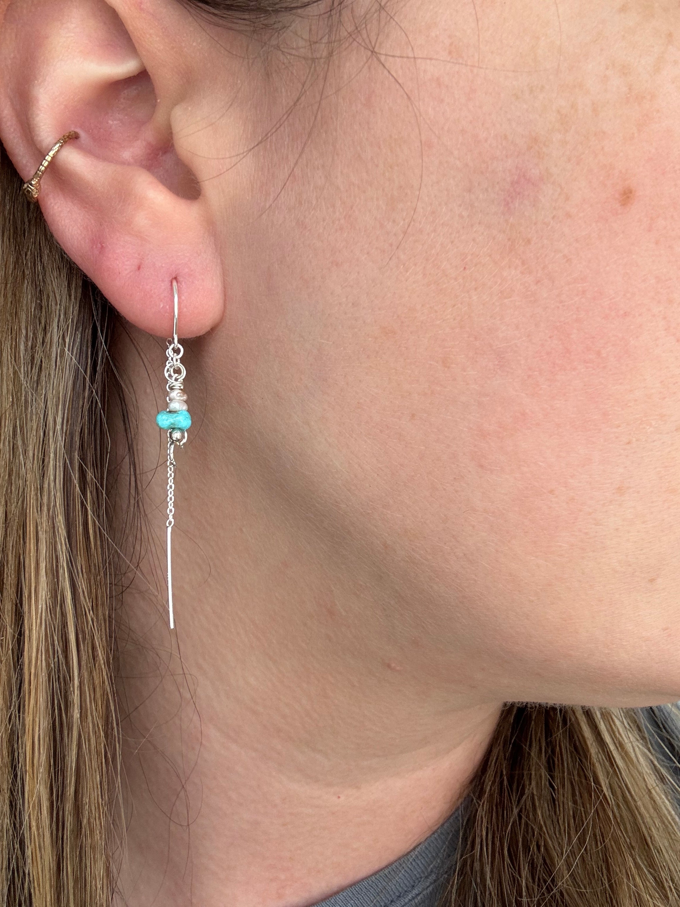 Beaded Sterling Silver Threaders with Hand Forged Silver Charms