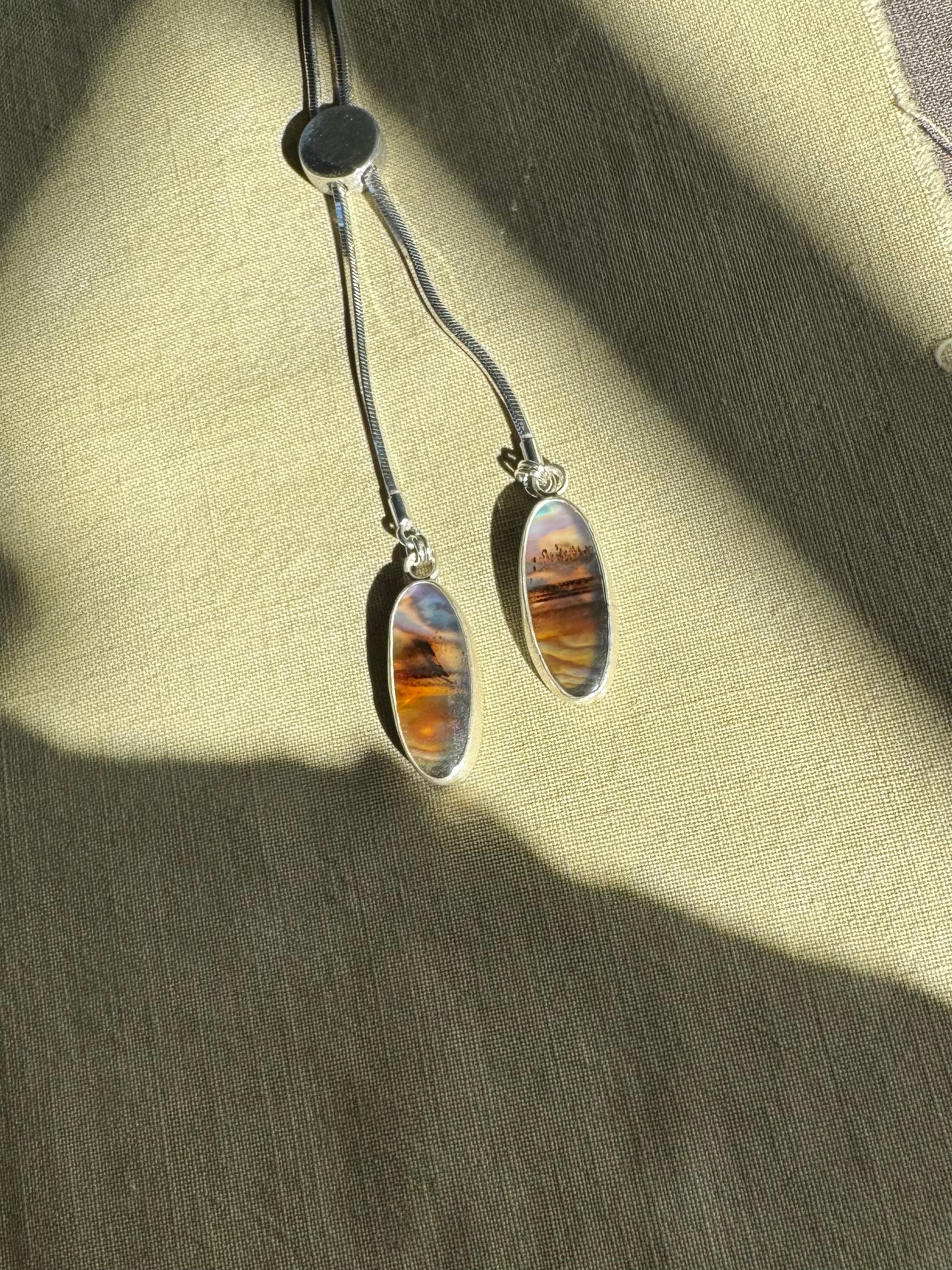 Abalone & Montana Agate Bolo Necklace