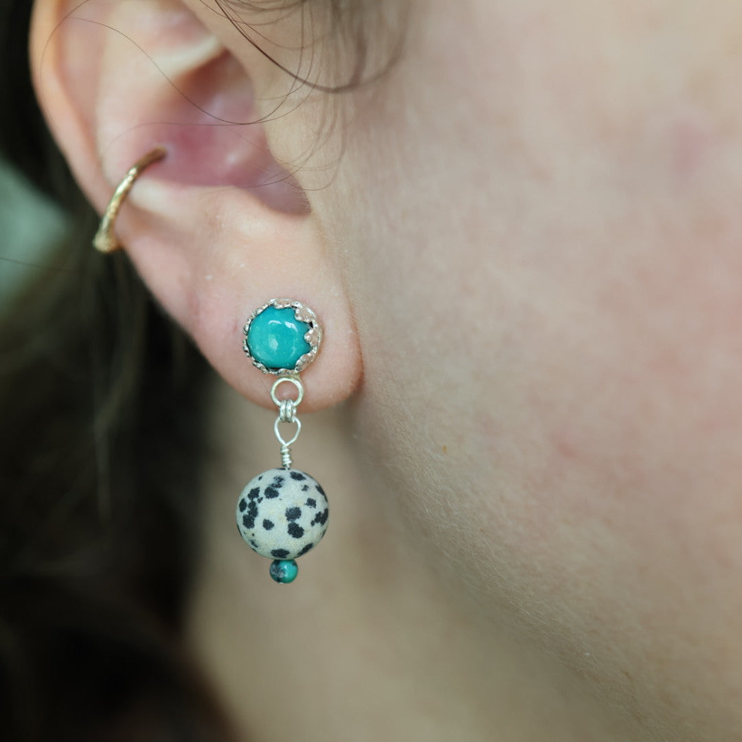 Turquoise Earrings with Dalmation Jasper
