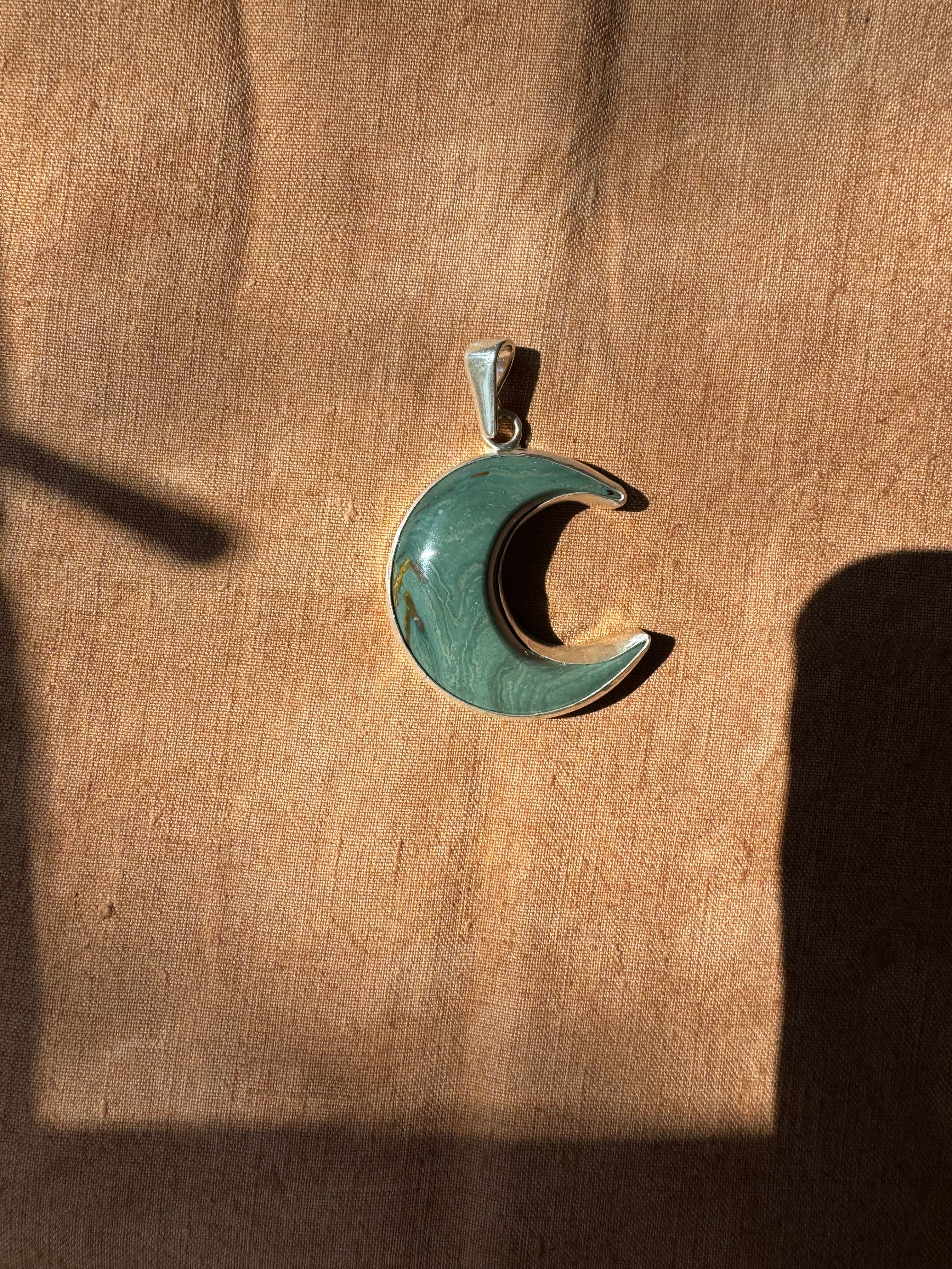 Crescent Moon Pendant (darker green)