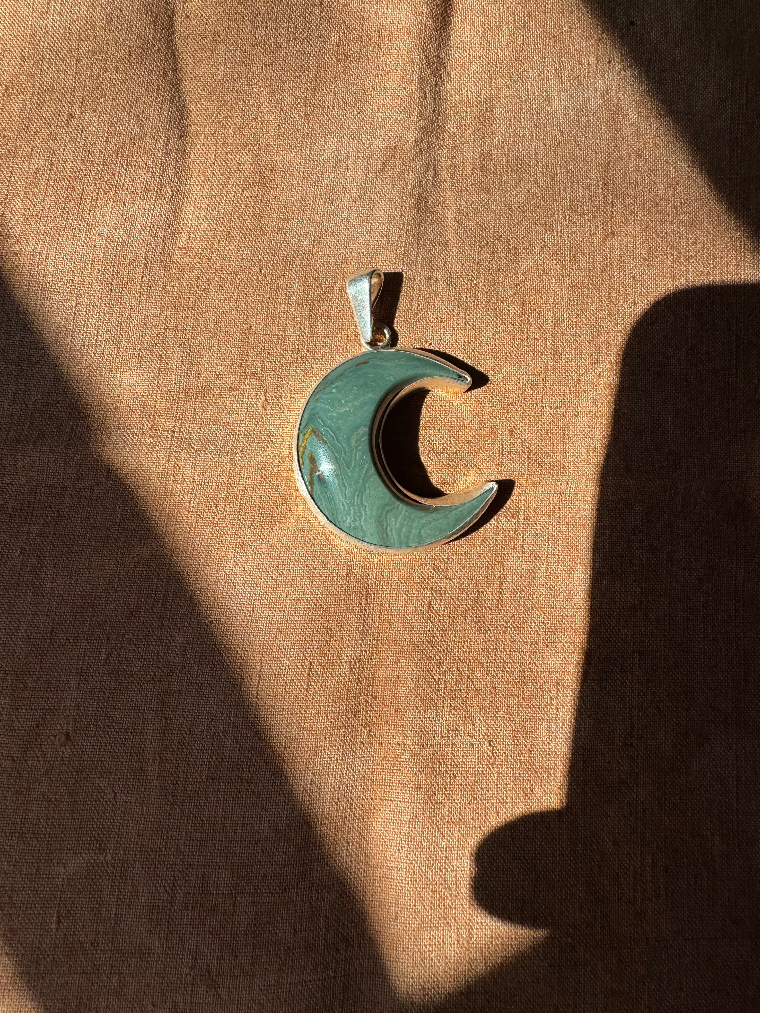 Crescent Moon Pendant (darker green)