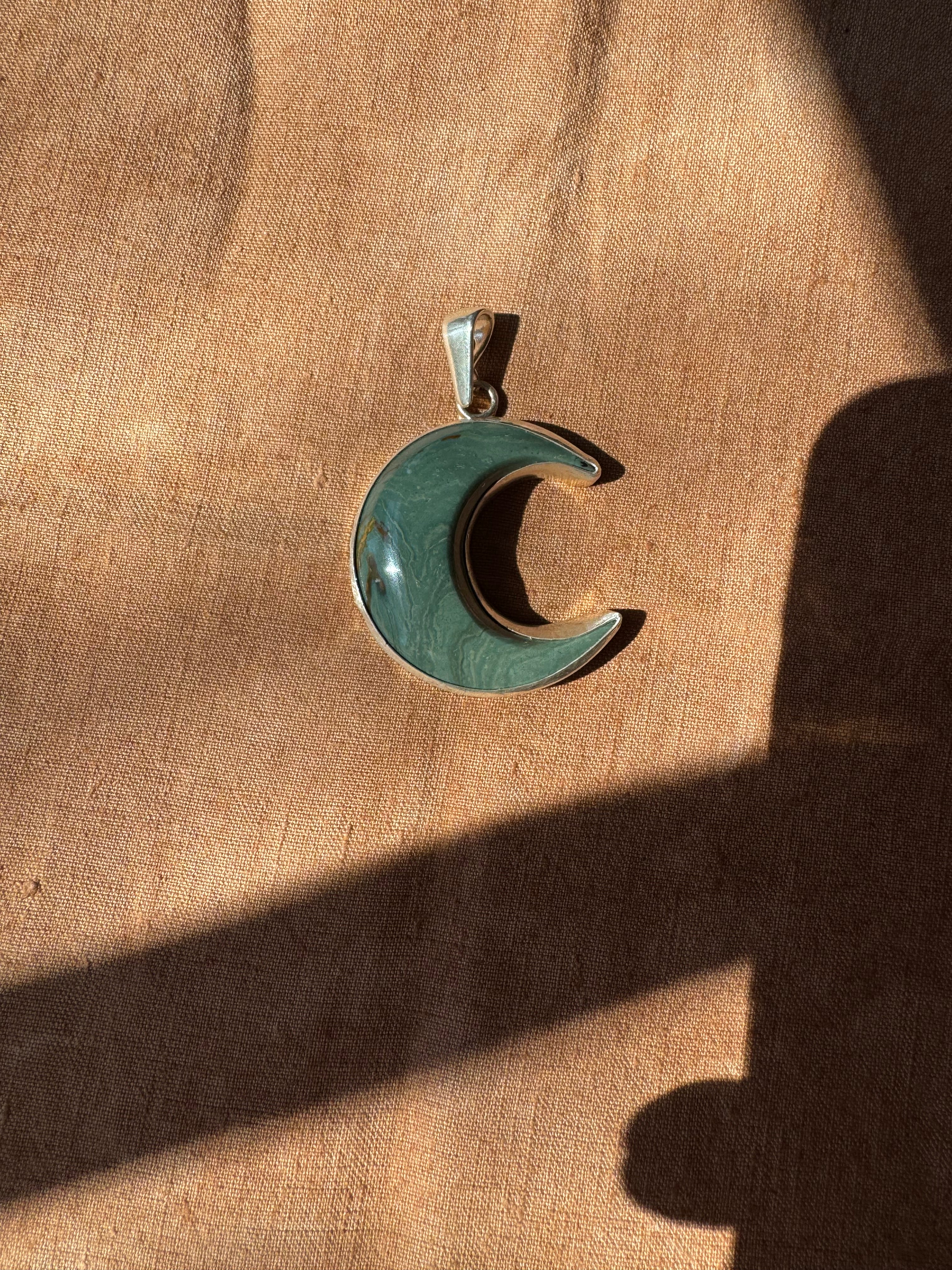 Crescent Moon Pendant (darker green)