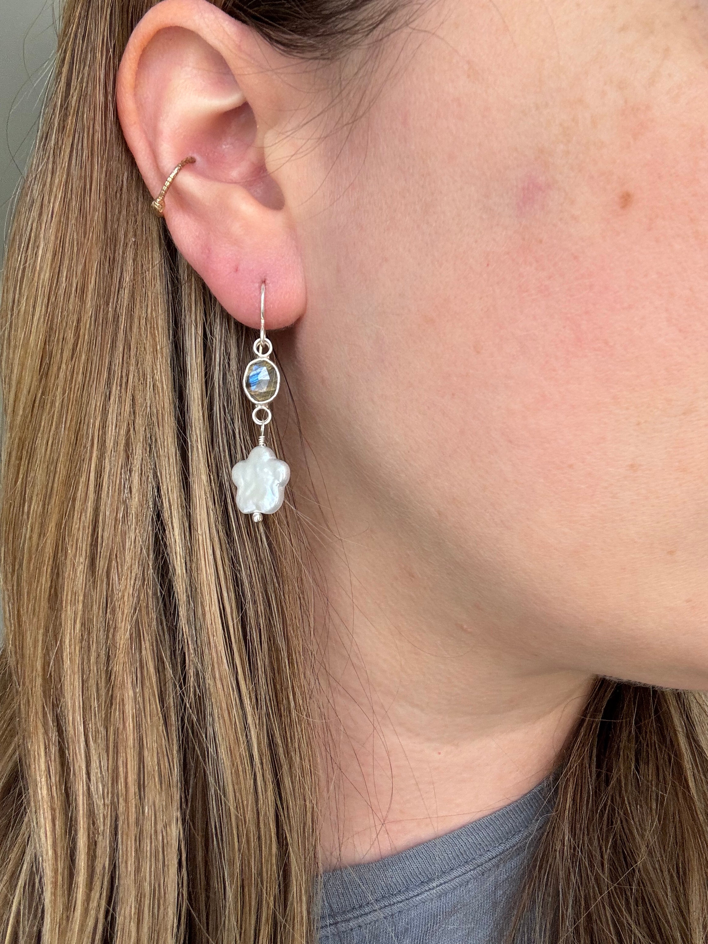 Labradorite with Flower Pearls