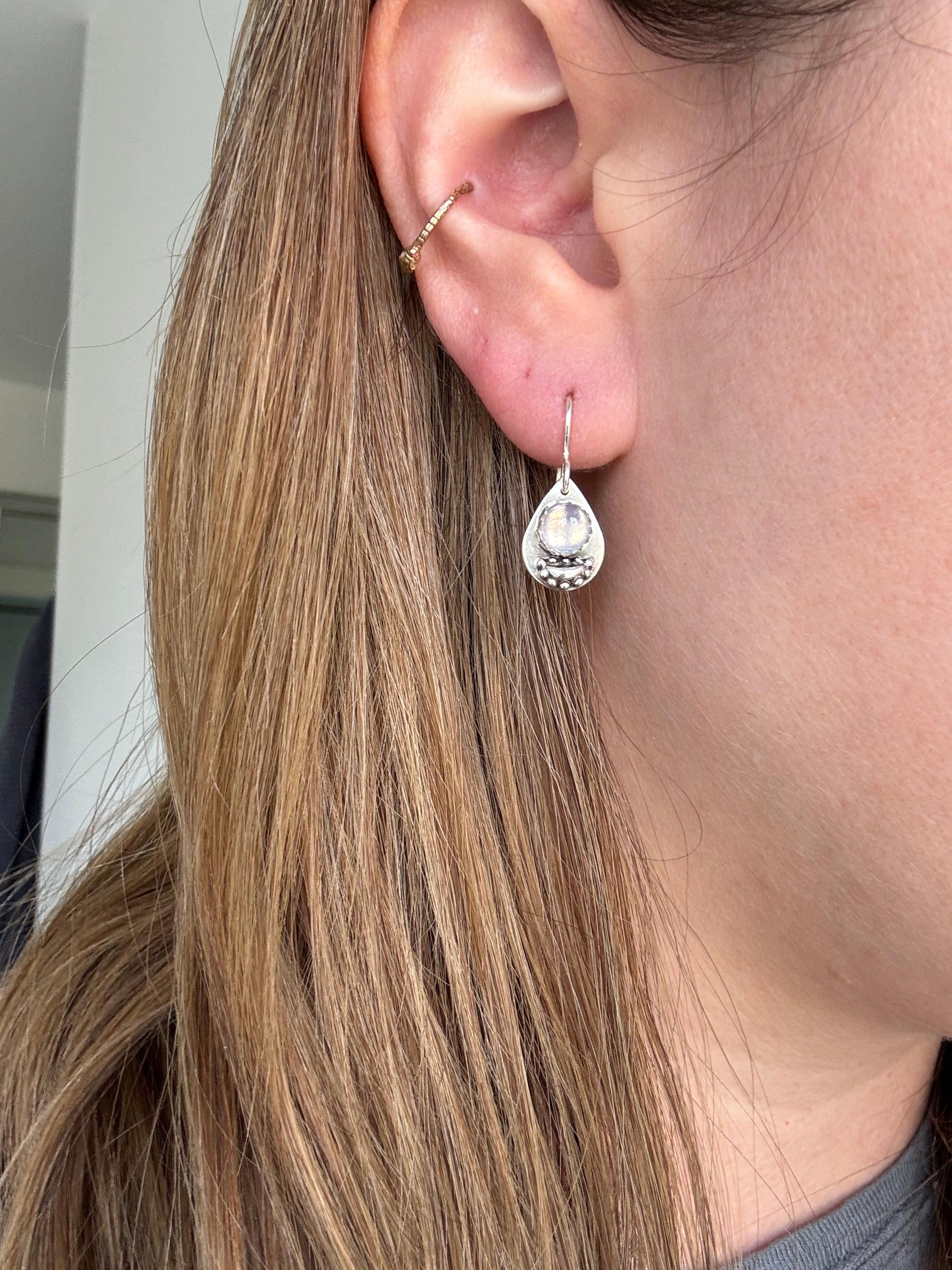 Teardrop Earrings with Lavender Moon Quartz