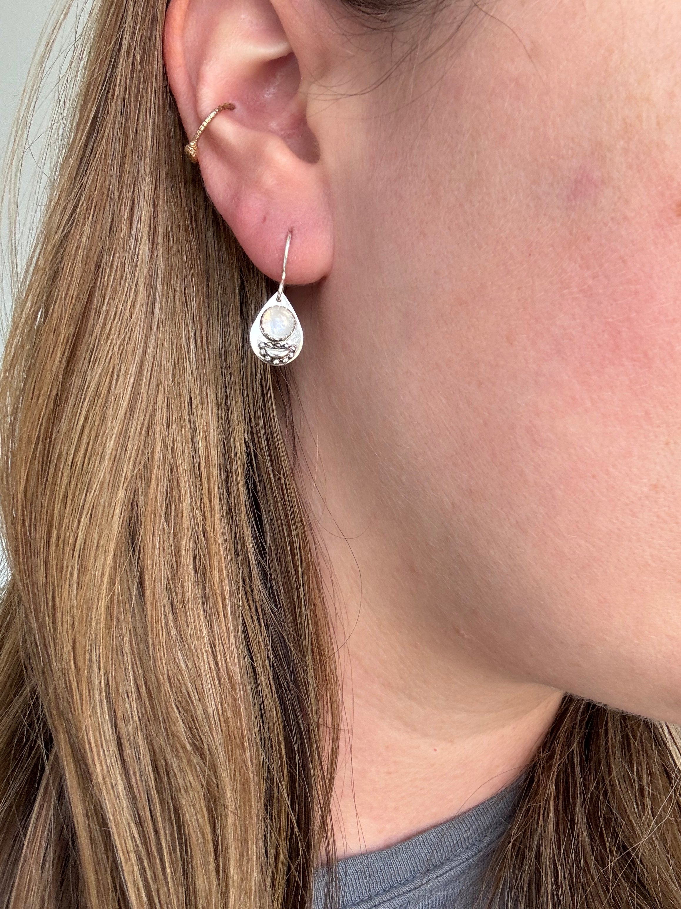 Teardrop Earrings with Rainbow Moonstone