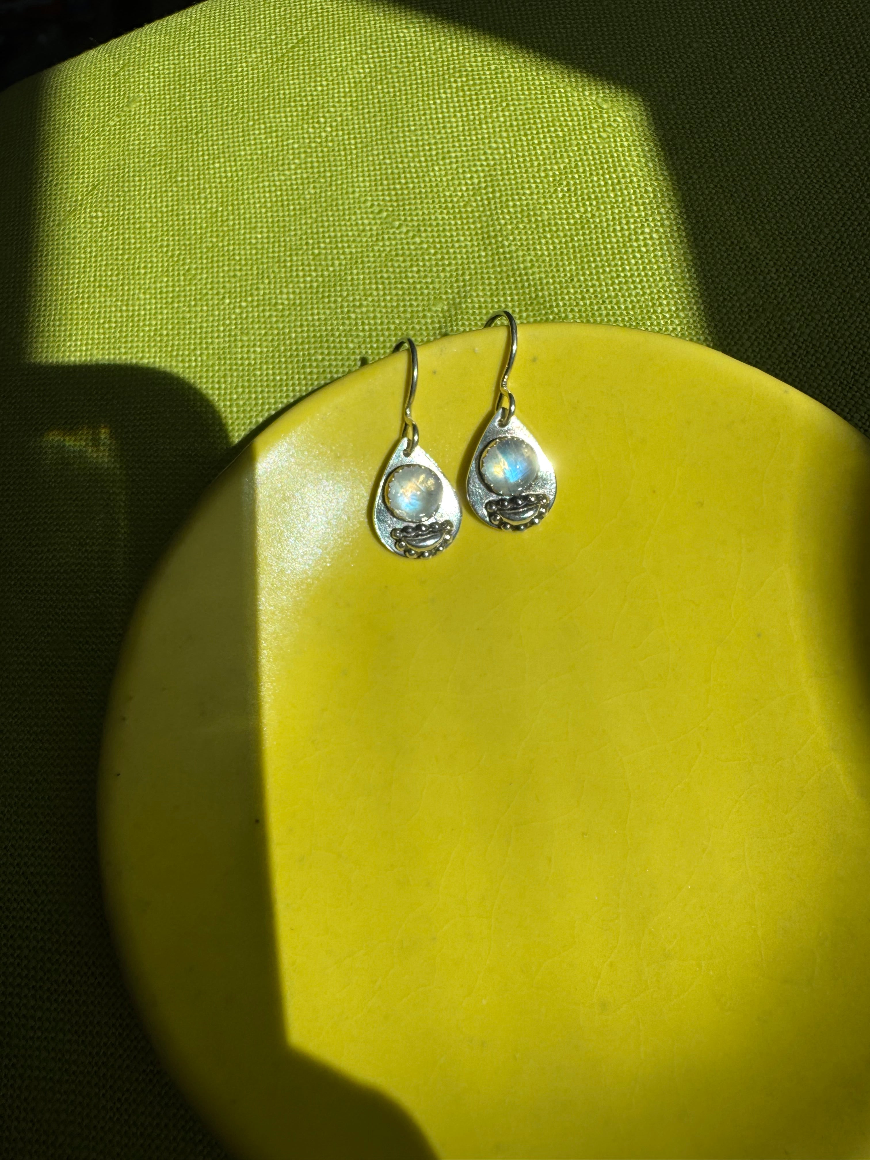 Teardrop Earrings with Rainbow Moonstone