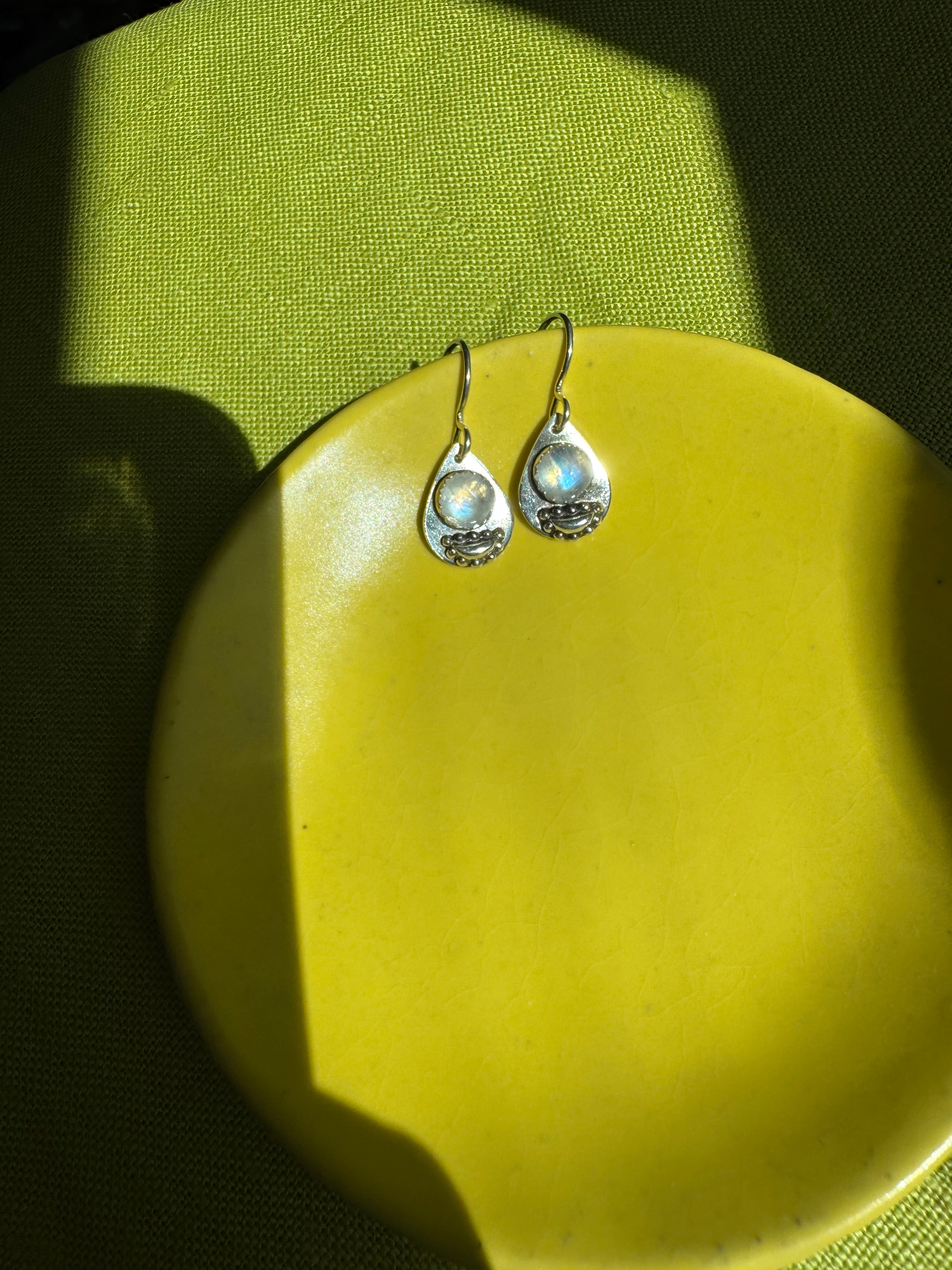 Teardrop Earrings with Rainbow Moonstone