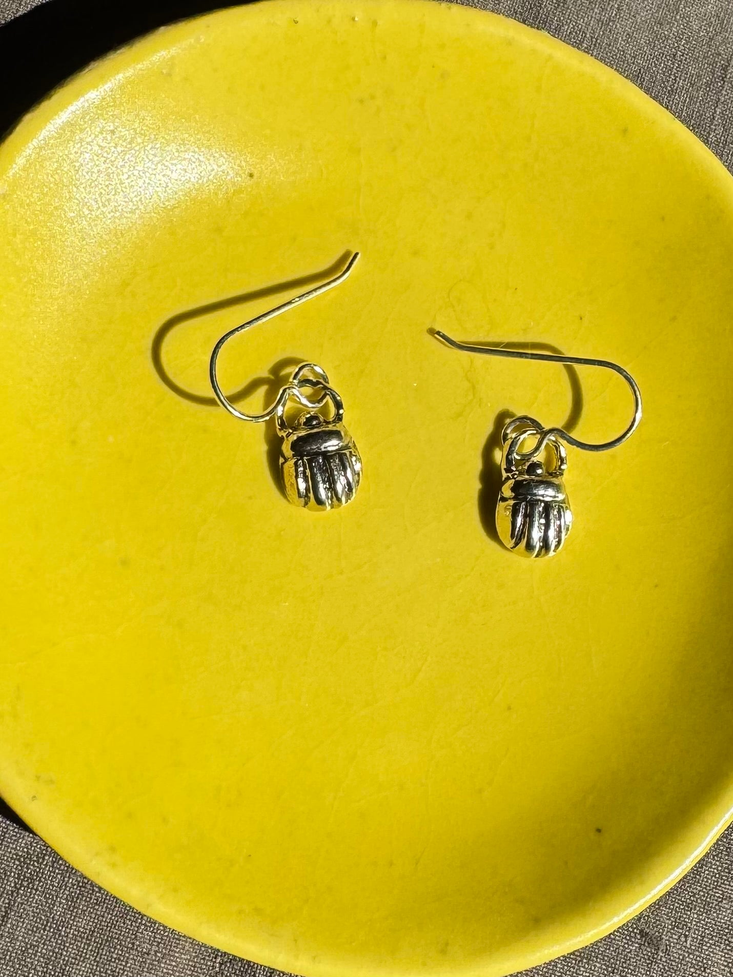 Sterling Silver Scarab Earrings