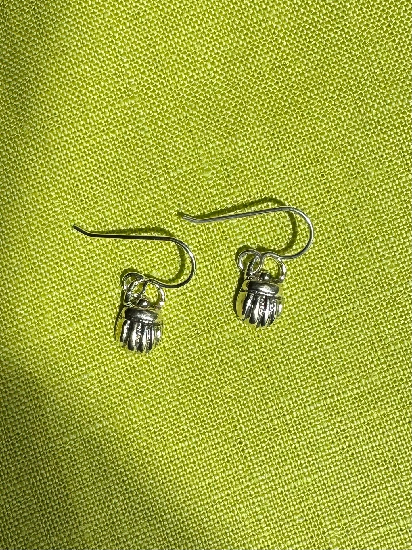 Sterling Silver Scarab Earrings